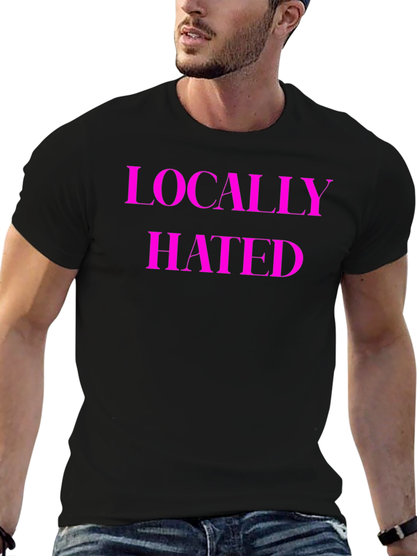 Black Locally Hated Tee - Bold Statement Shirt view 6