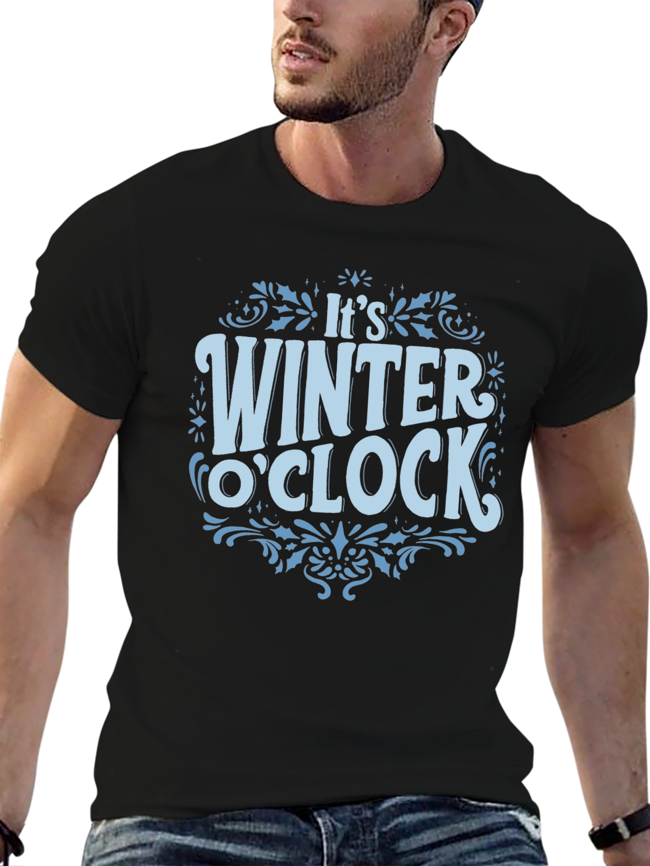Winter O'Clock Black Graphic T-Shirt - 6
