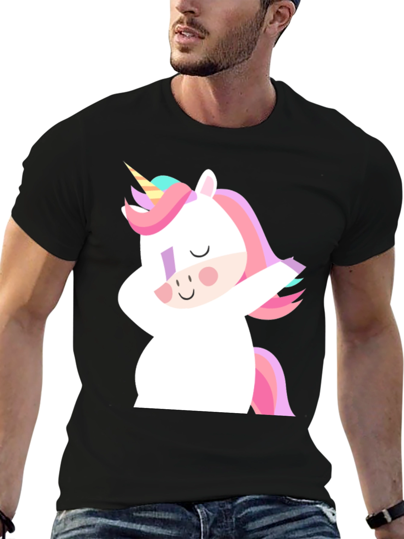 Black Unicorn Dab Black T-Shirt view 6
