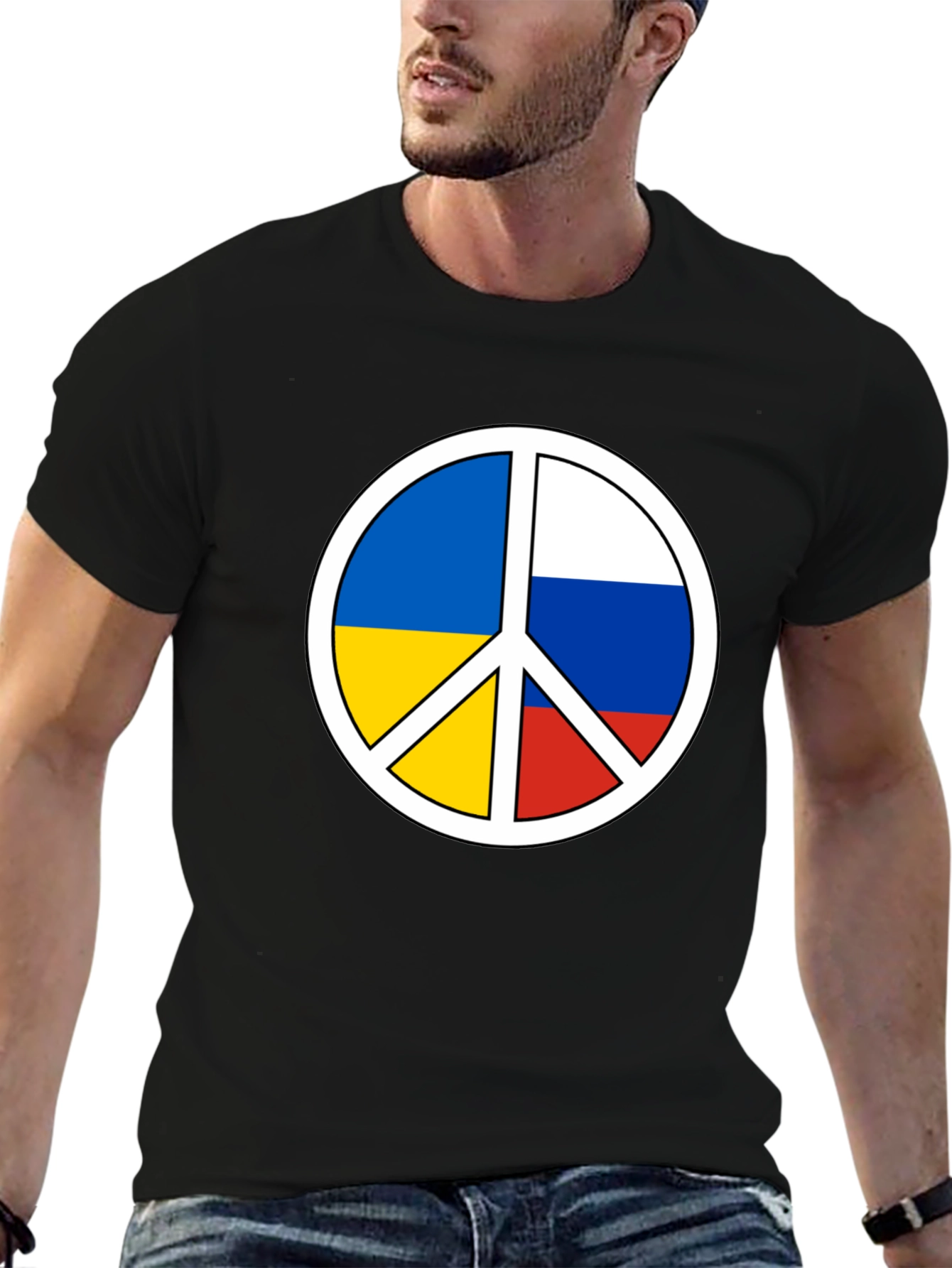 Black Peace Ukraine Russia T-Shirt view 6