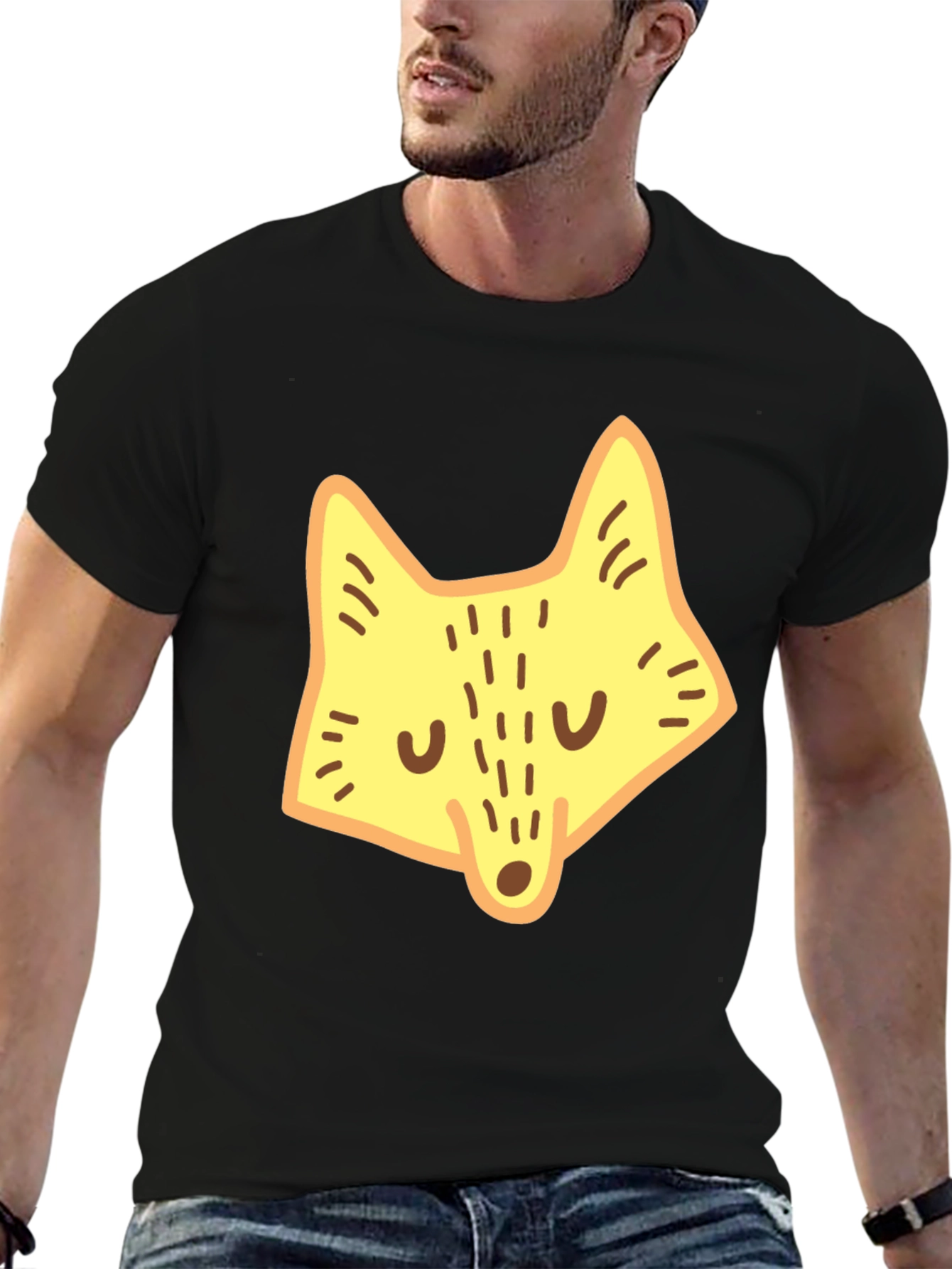 Black Fun Fox Graphic Tee - Black Cotton Blend view 6