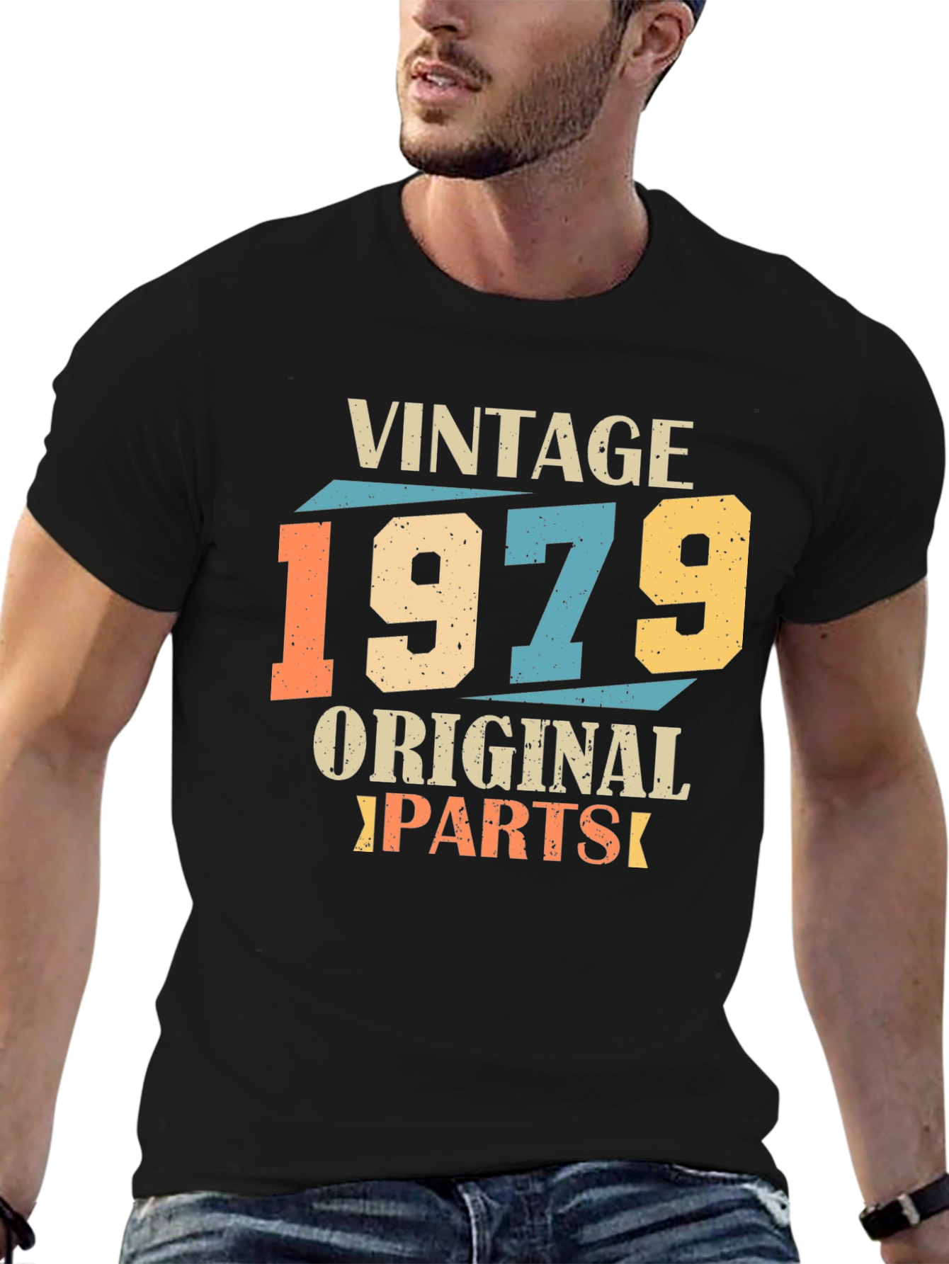 Black Vintage 1979 Original Parts Graphic T-Shirt view 6