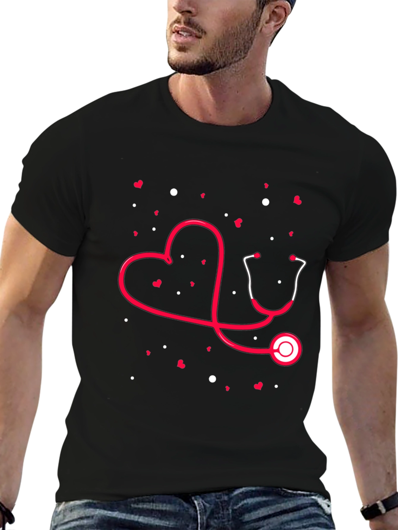 Black Heart Stethoscope Graphic Tee - Medical Love view 6