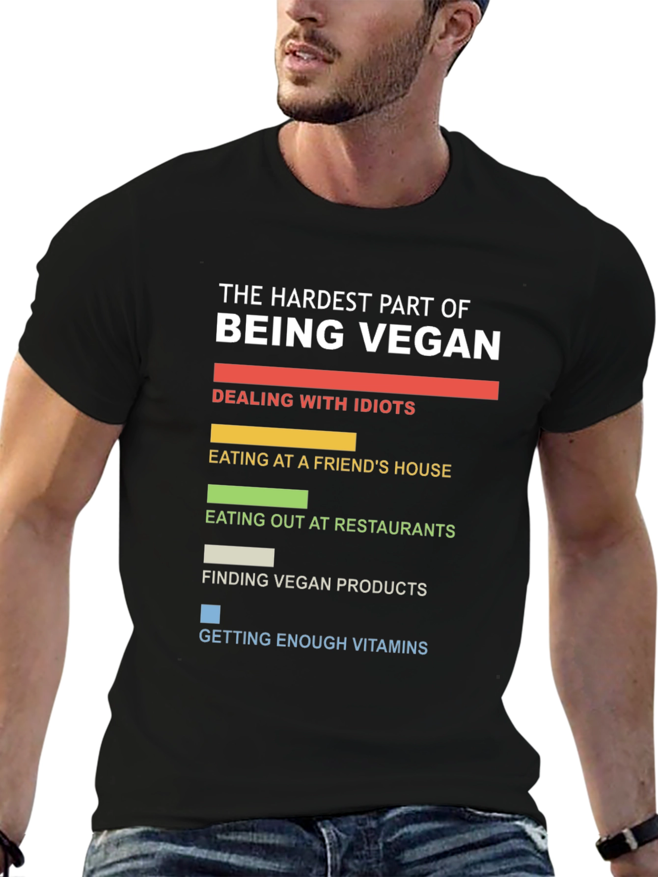 Black Hardest Part Being Vegan T-Shirt view 6