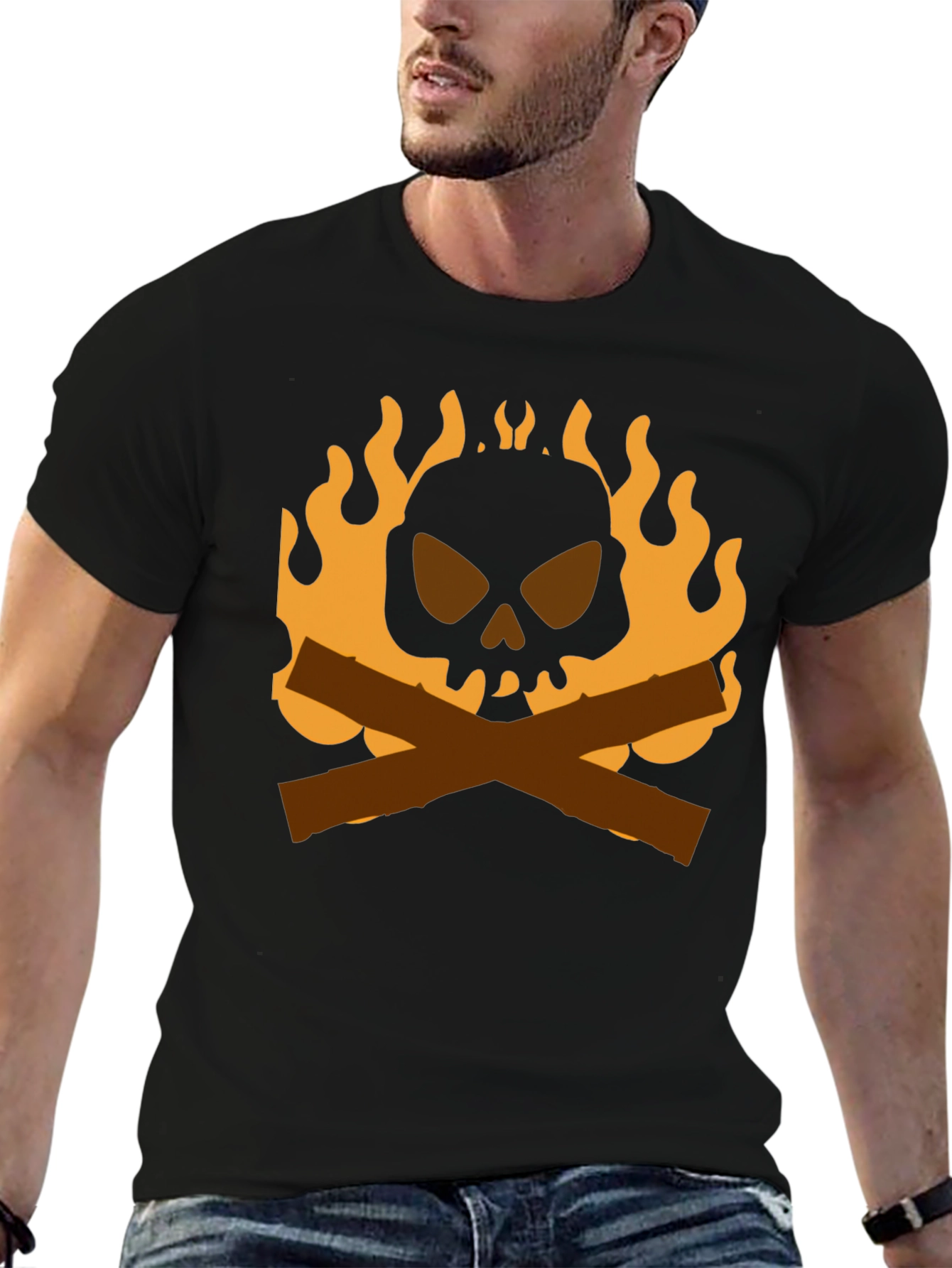 Black Skull & Crossbones Campfire T-Shirt view 6