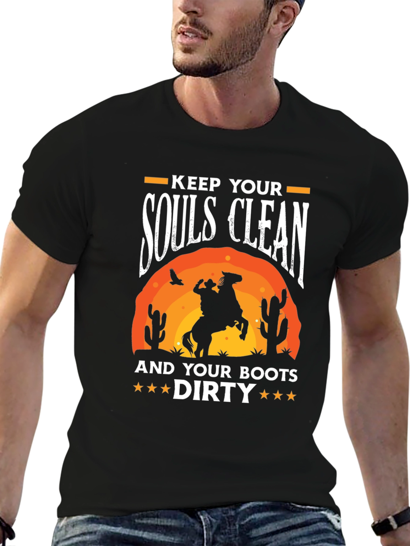Keep Your Souls Clean Cowboy Graphic Tee - 6