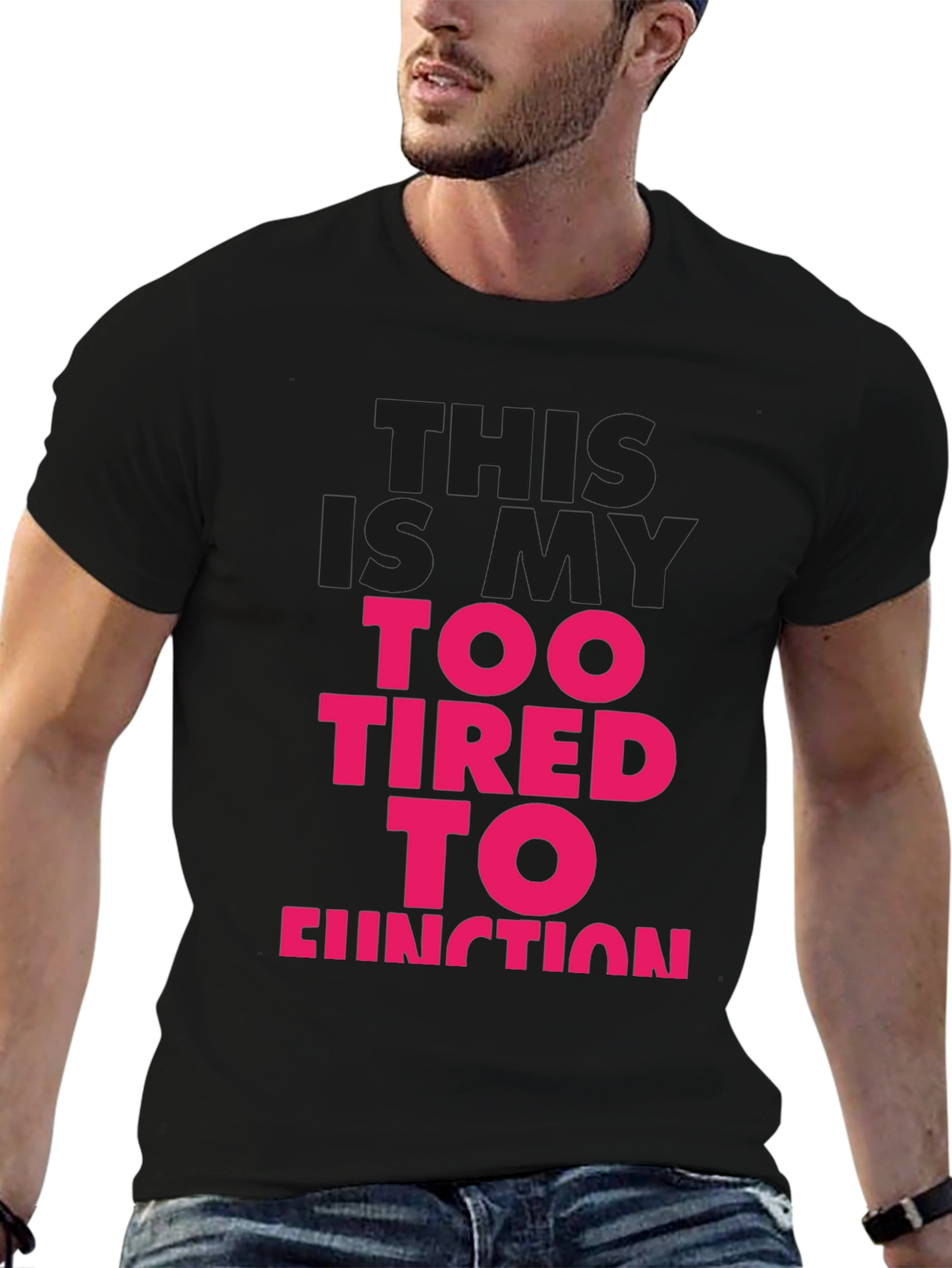 Black Too Tired to Function Graphic Tee view 6