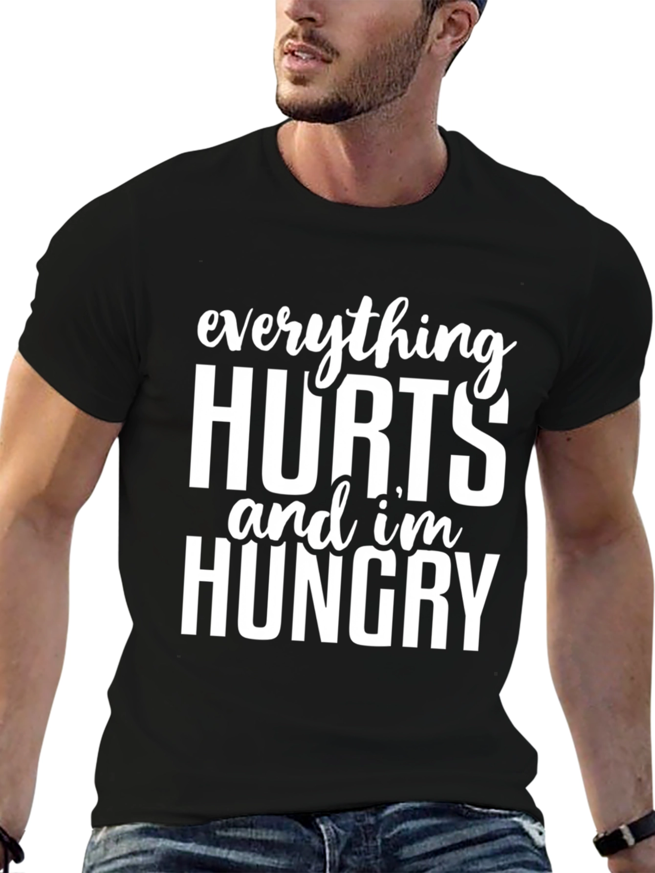 Black Everything Hurts I'm Hungry Graphic Tee view 6
