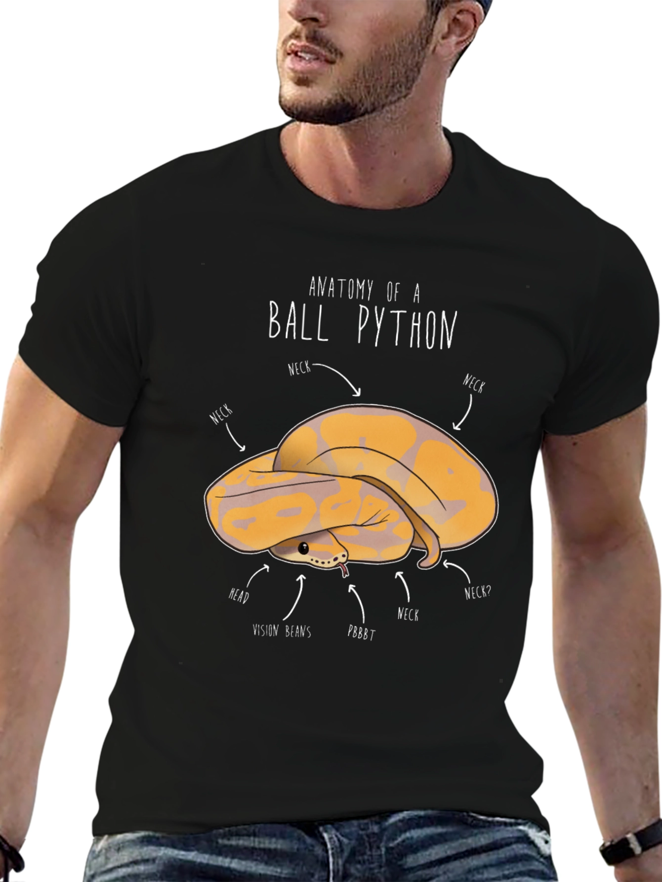 Black Anatomy of a Ball Python T-Shirt view 6