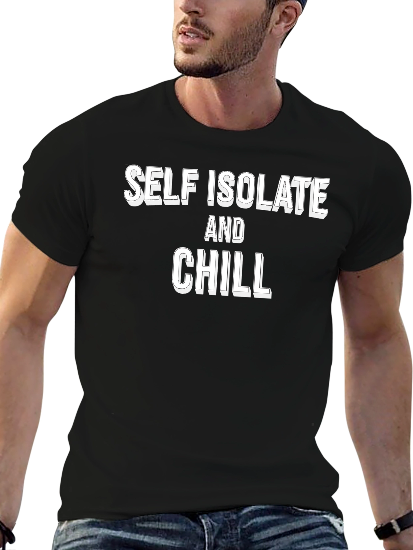 Black Self Isolate and Chill Graphic Tee view 6