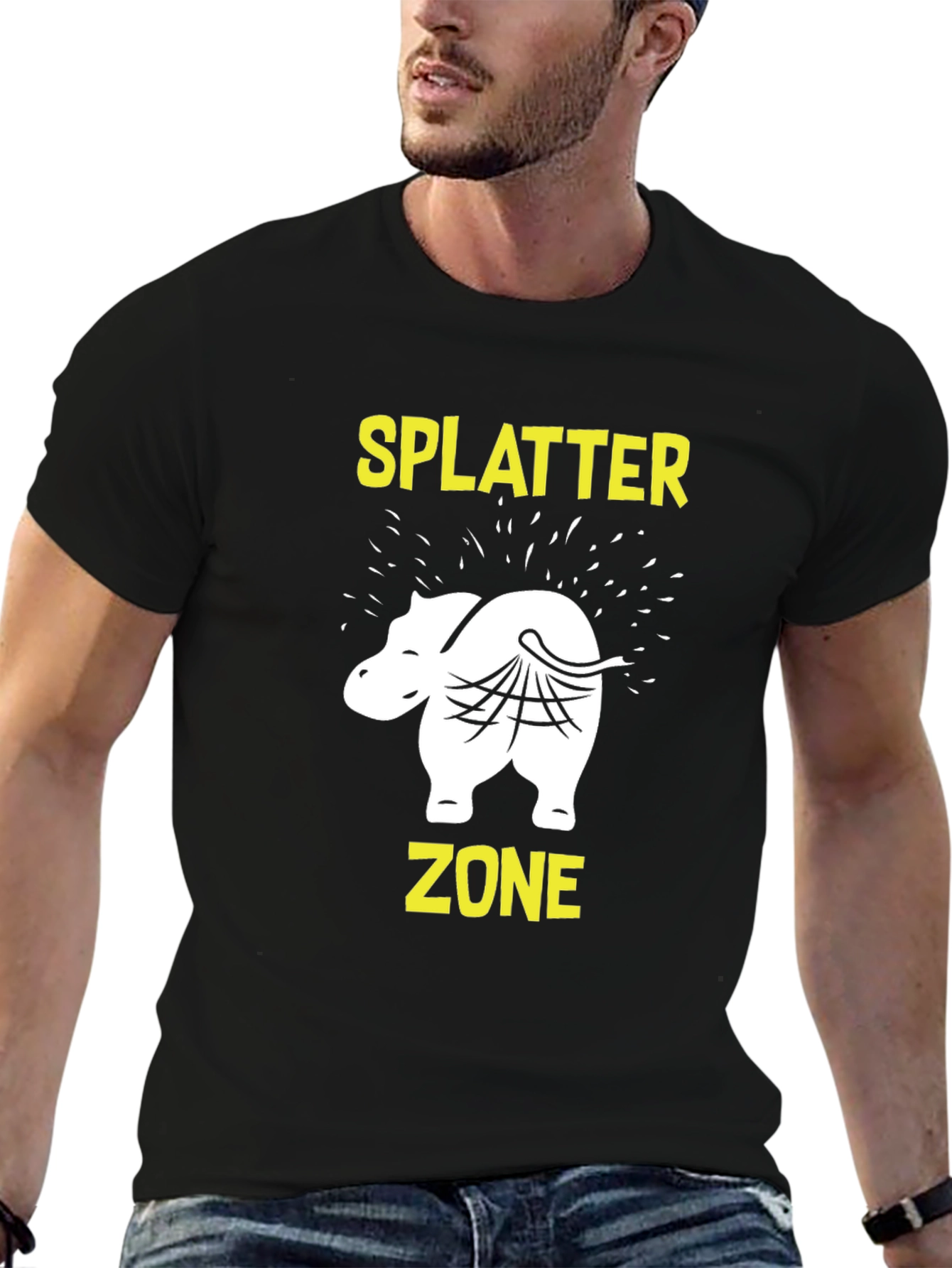 Black Splatter Zone T-Shirt - Funny Animal Graphic Tee view 6