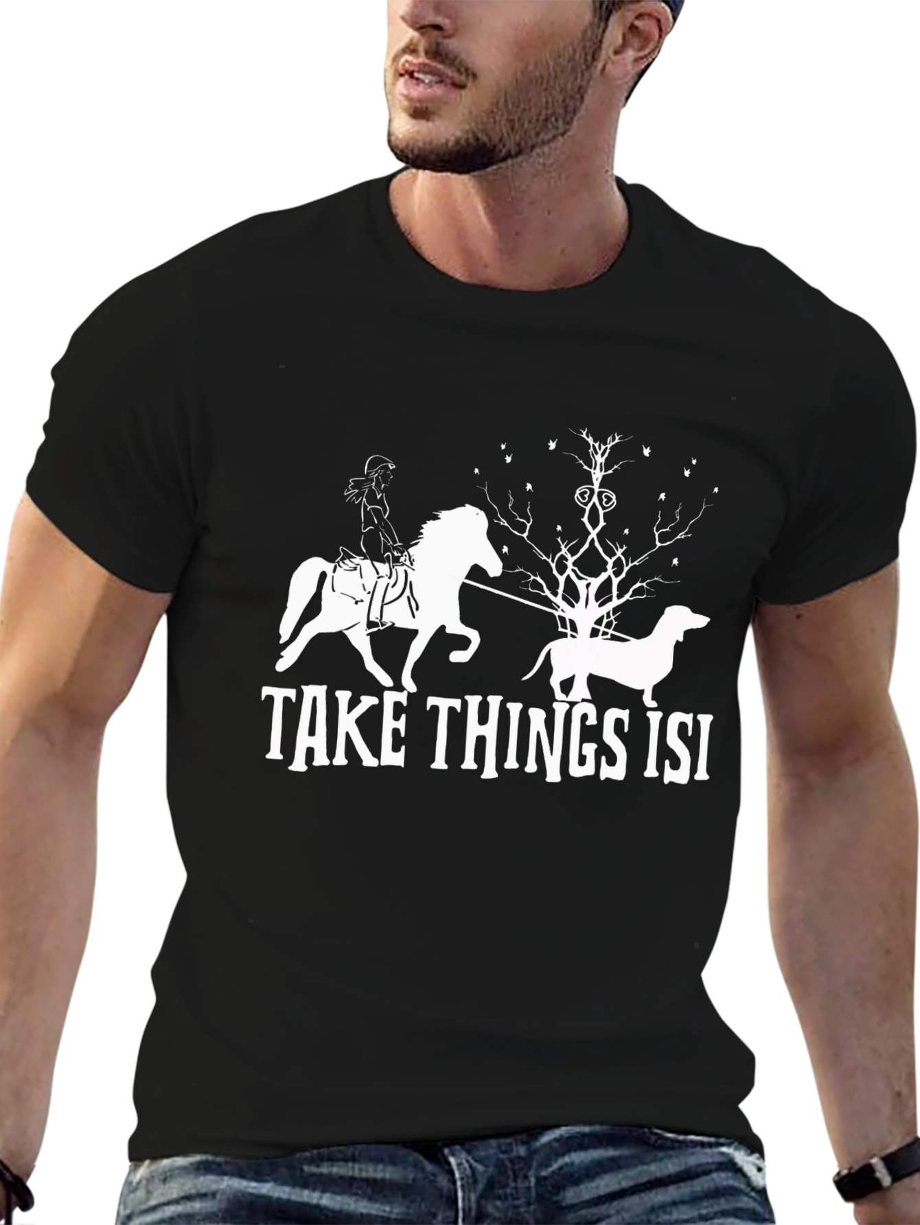 Black Take Things Isi Tee - Novelty Graphic T-Shirt view 6