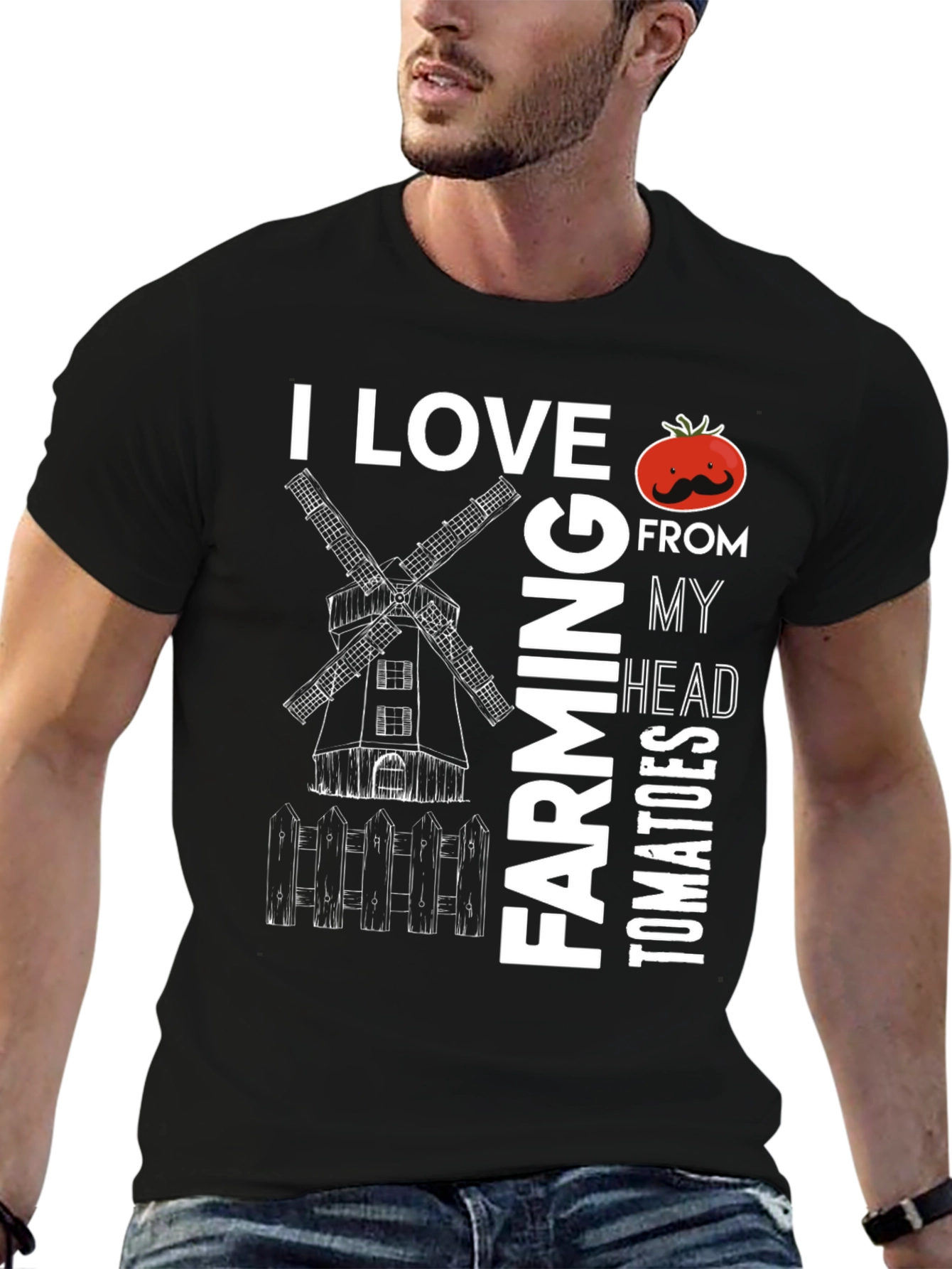 Black I Love Farming Tomatoes T-Shirt - Novelty Graphic Tee view 6