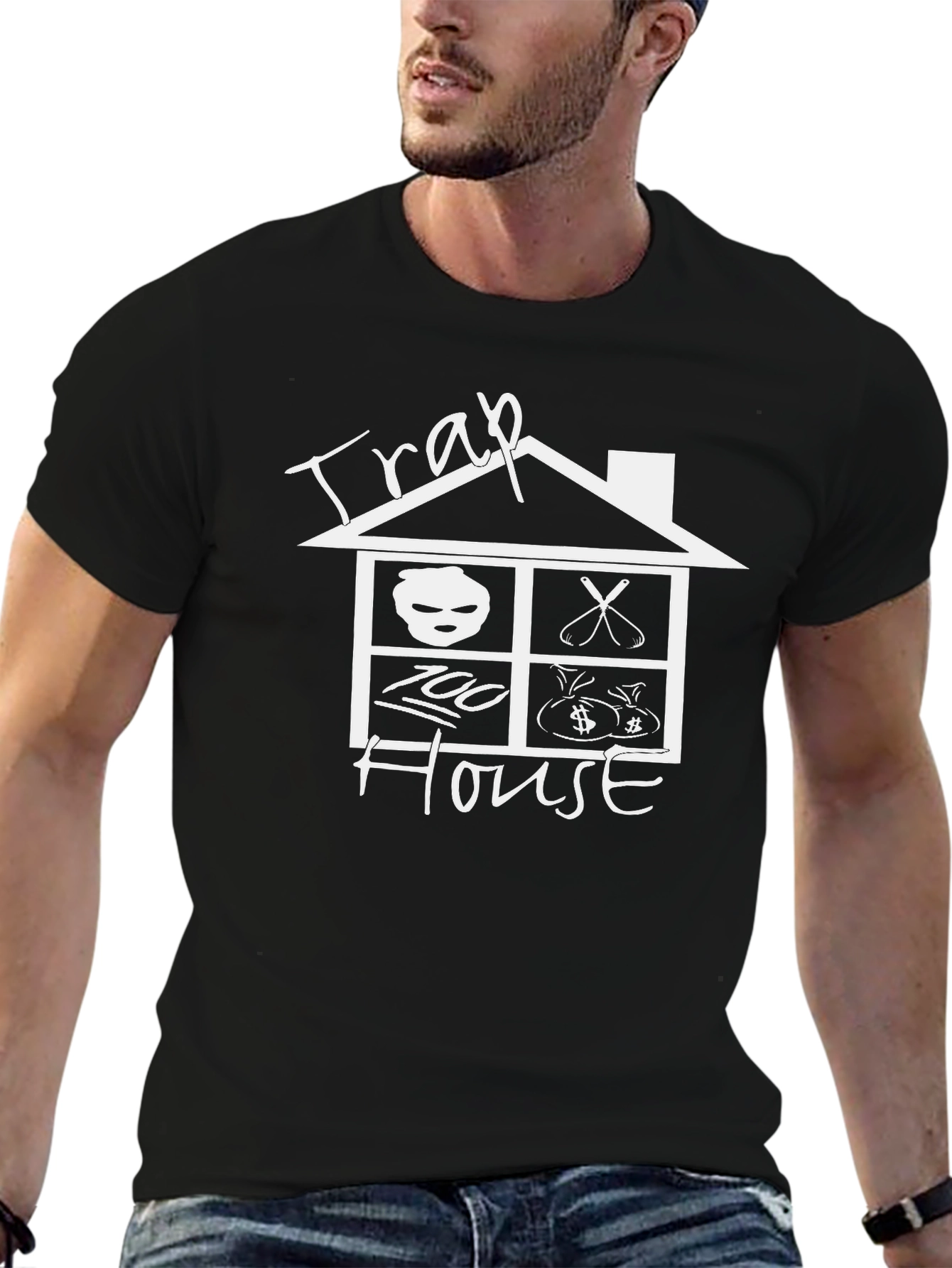 Black Trap House Graphic Tee - Urban Style view 6