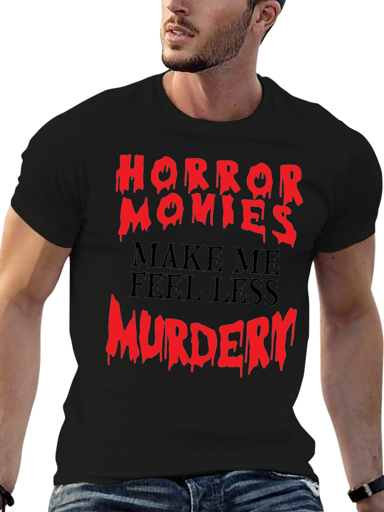 Black Horror Movie Fan T-Shirt - Funny Graphic Tee view 6
