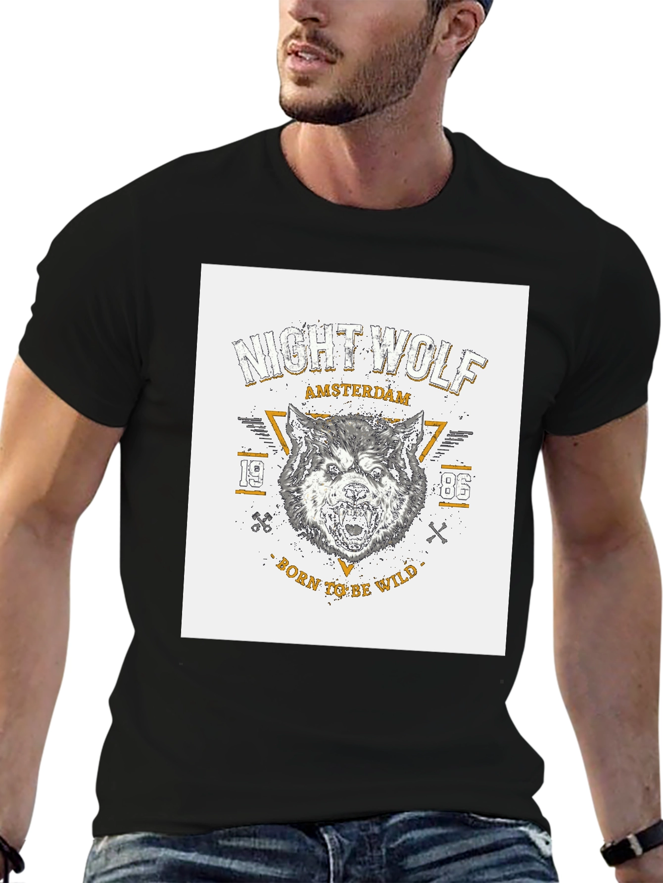 Black Night Wolf Amsterdam Graphic T-Shirt - Born to be Wild view 6