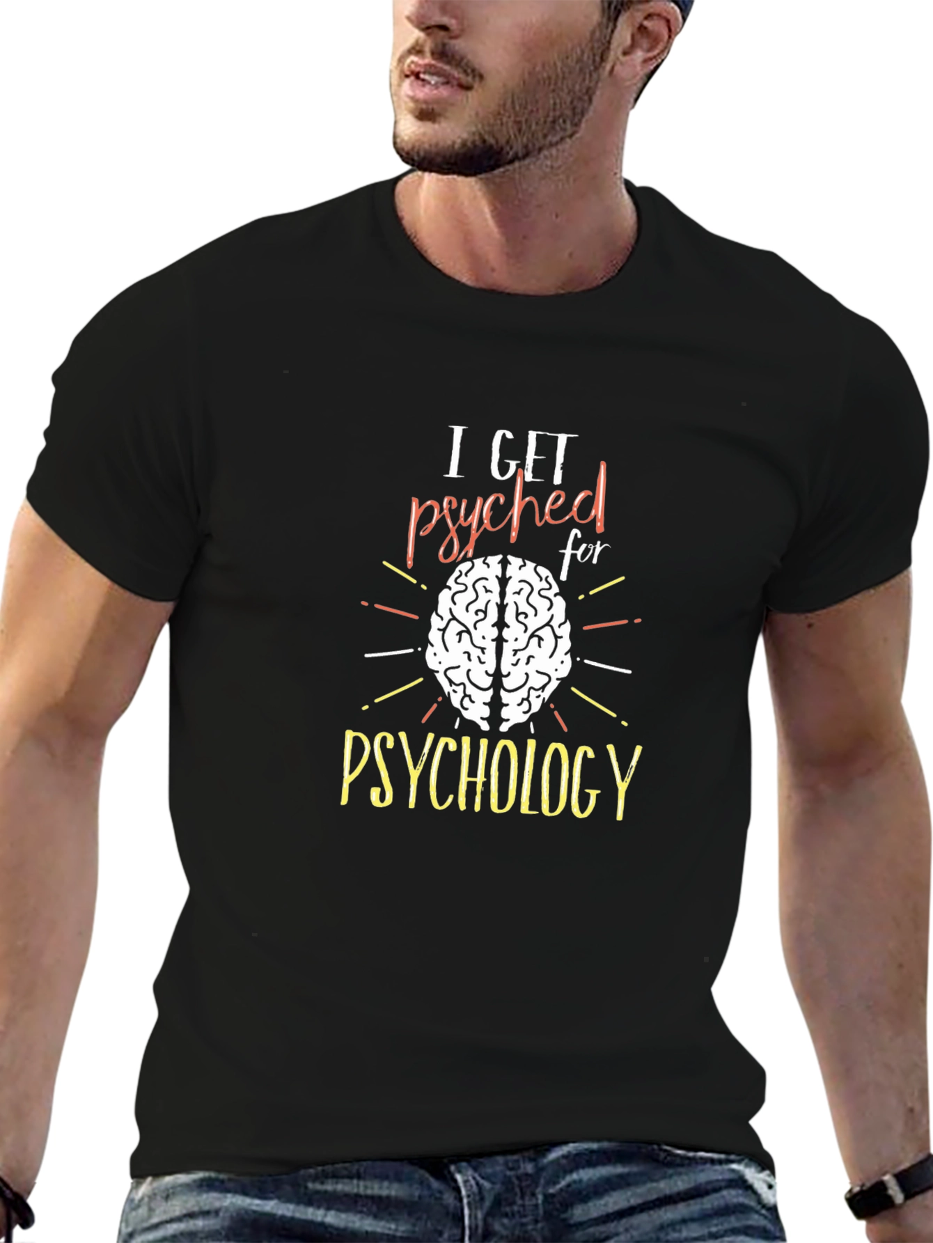 Black I Get Psyched For Psychology Tee view 6