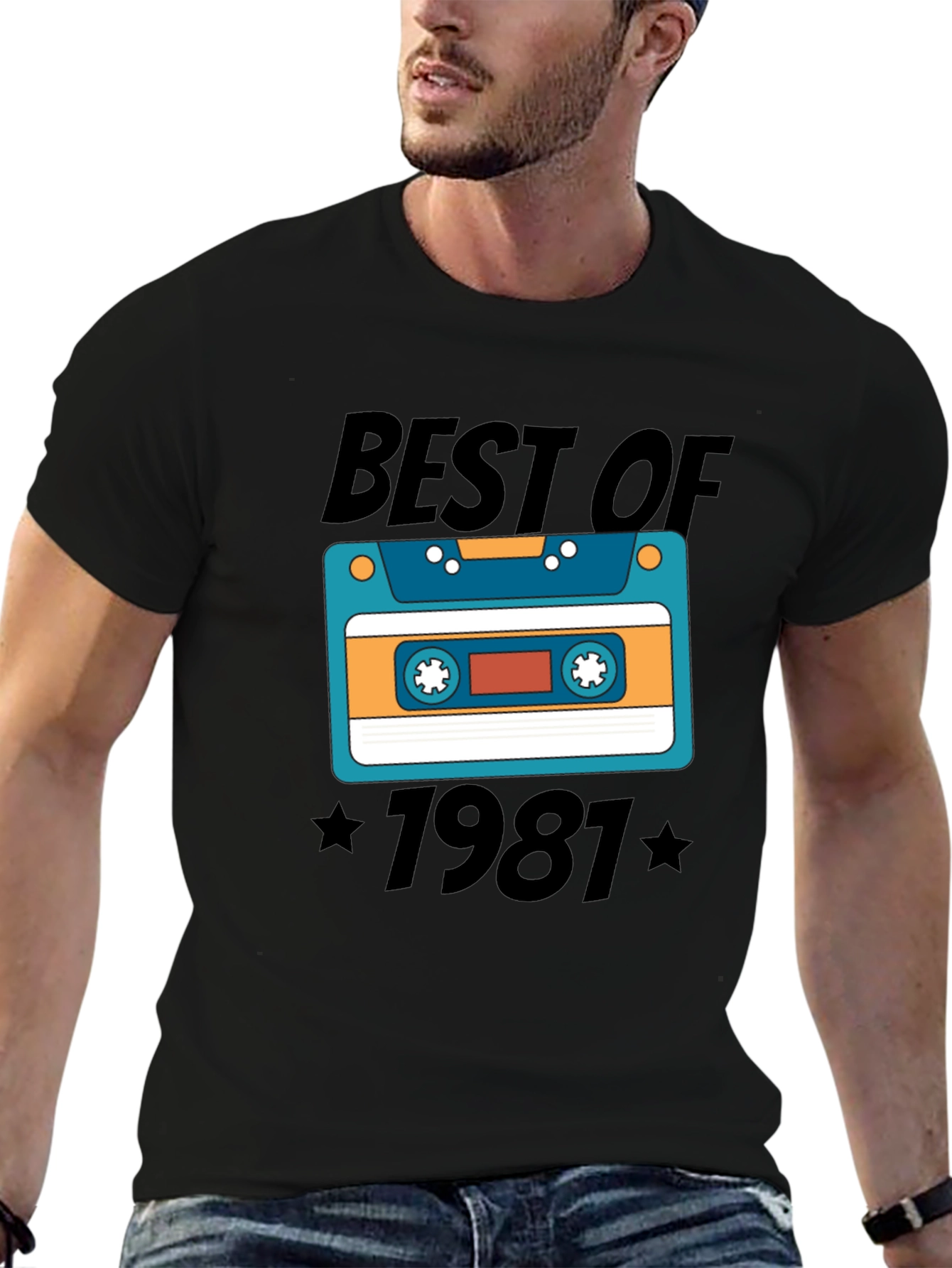 Black Best of 1981 Cassette Tape T-Shirt view 6