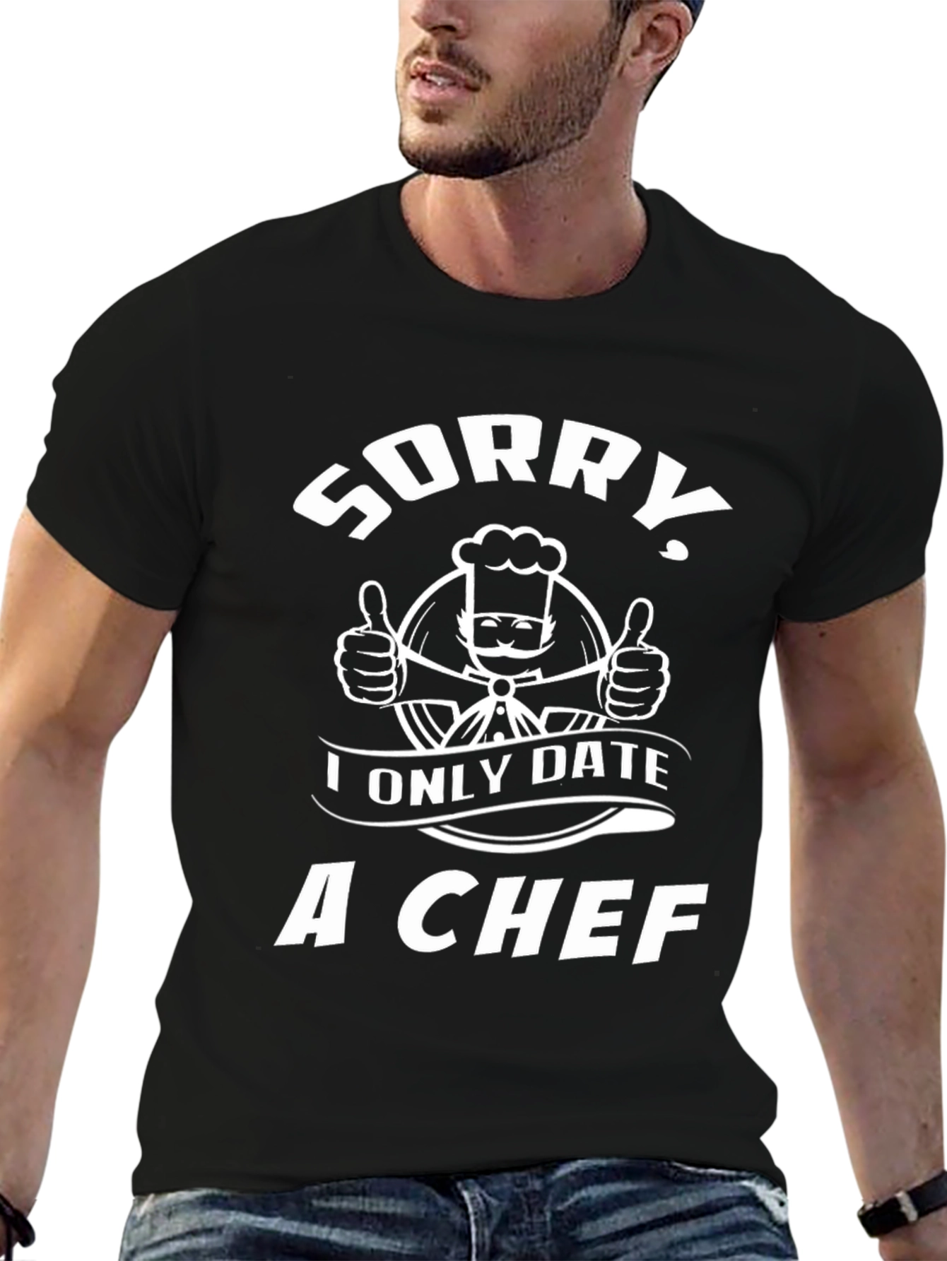 Black Sorry I Only Date a Chef Graphic T-Shirt view 6