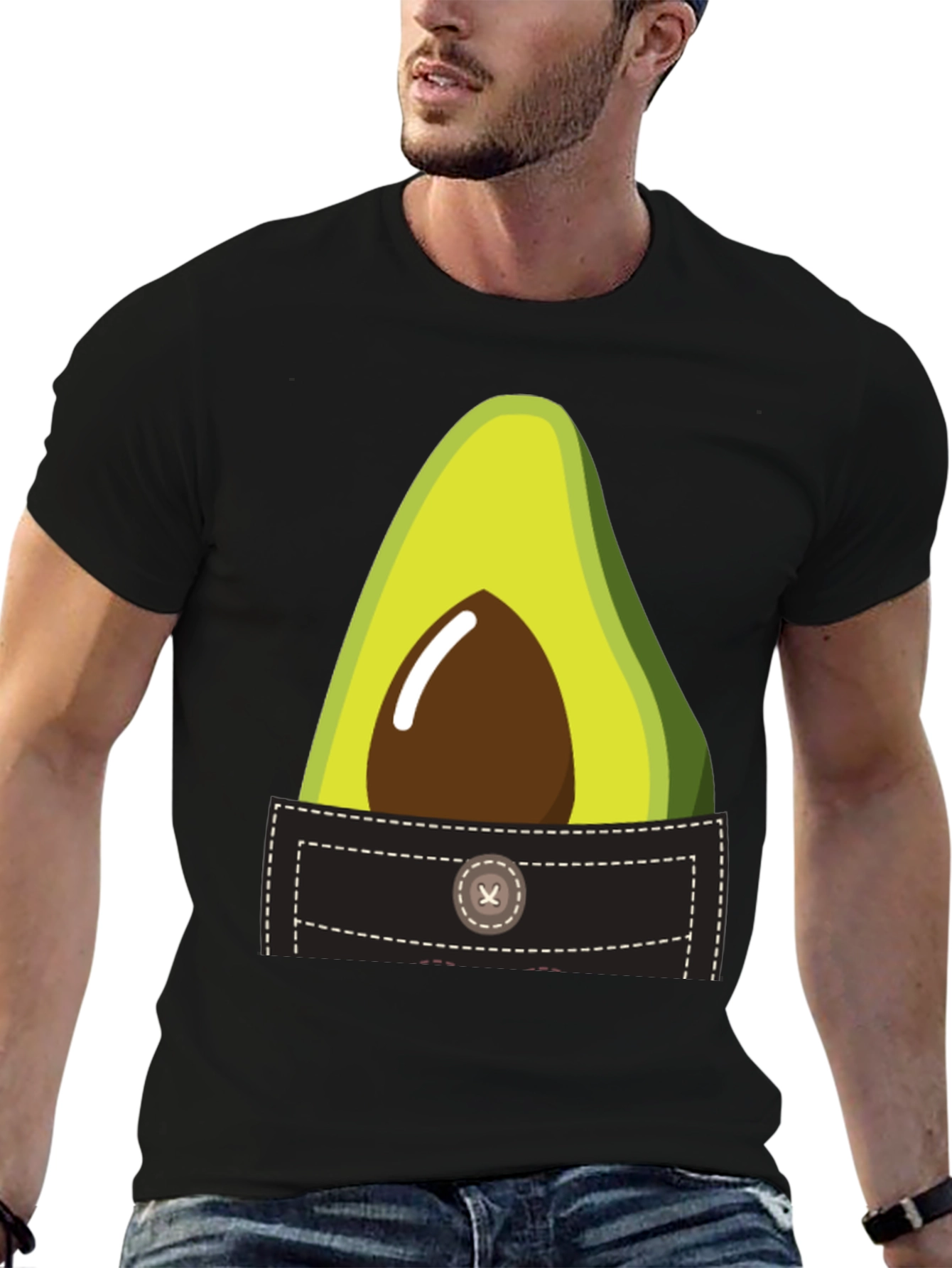 Black Avocado Pocket Graphic Tee - Novelty T-Shirt view 6