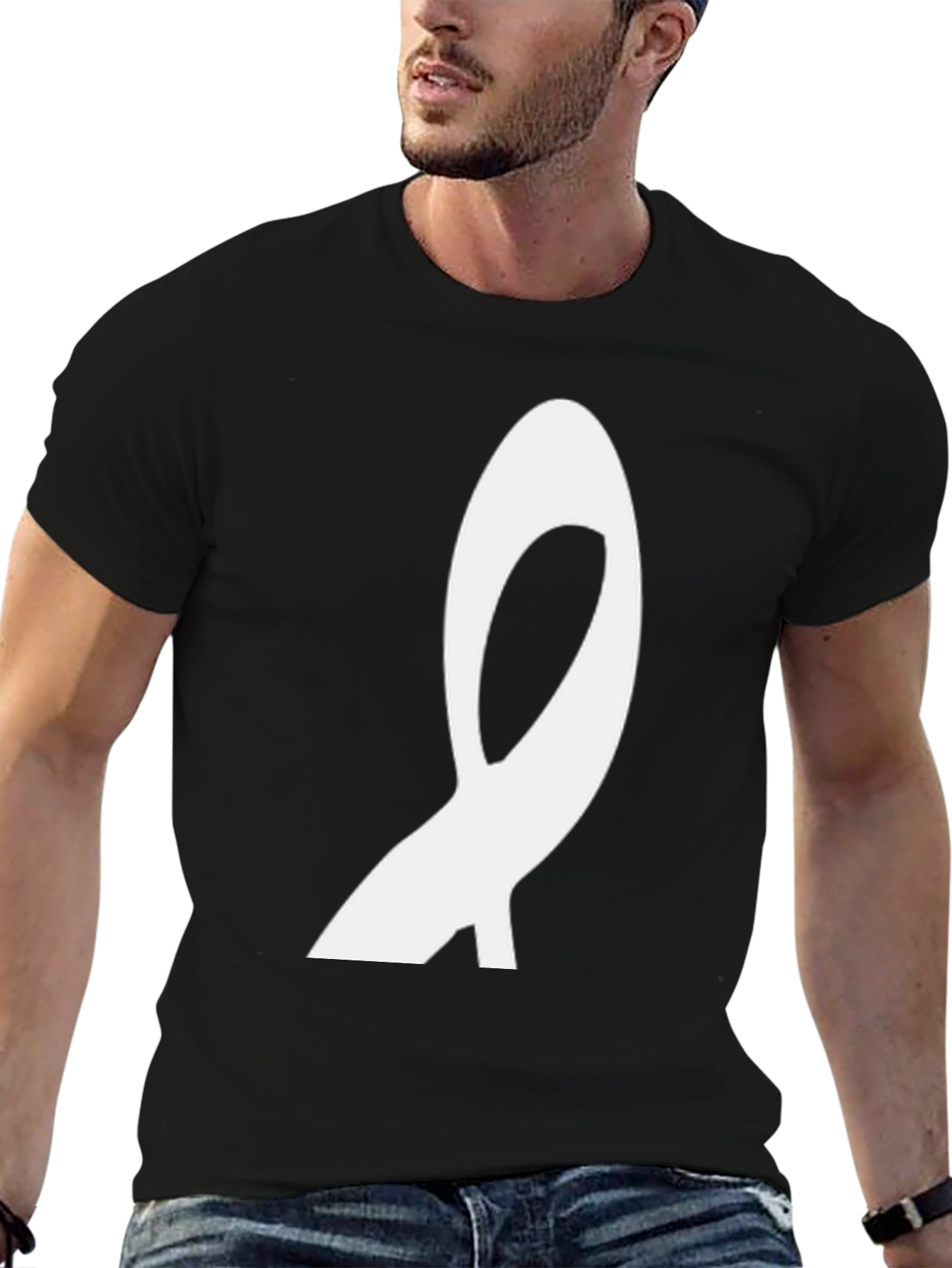 Black Abstract Symbol Graphic Tee - Modern Casual Wear view 6