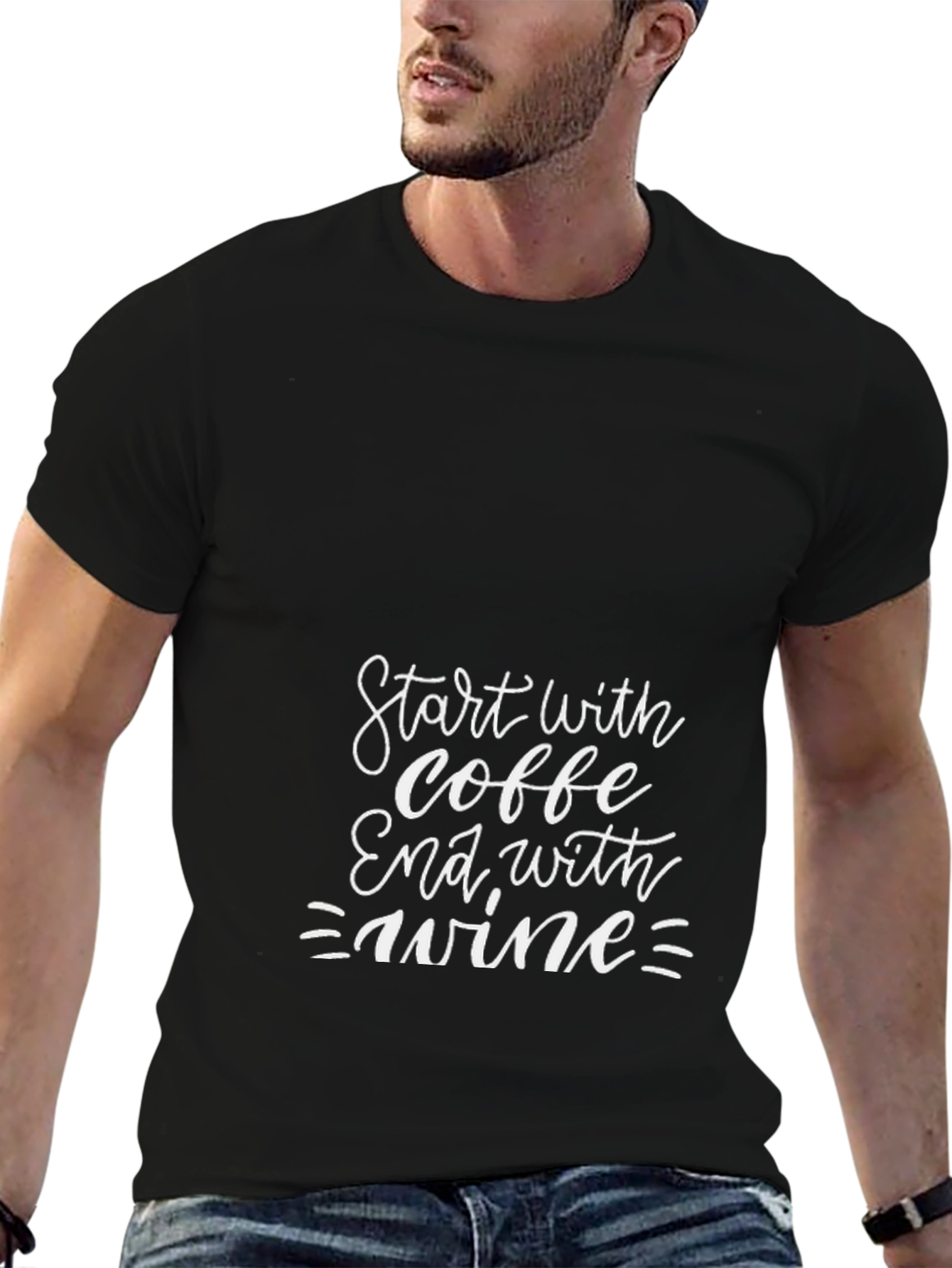 Black Coffee Then Wine Graphic T-Shirt view 6