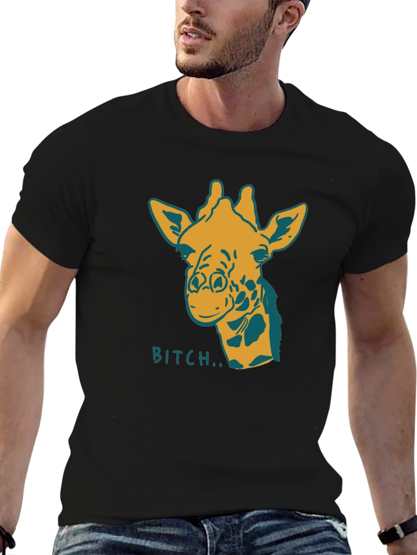 Black Giraffe Bitch T-Shirt Funny Graphic Tee Novelty Humor view 6