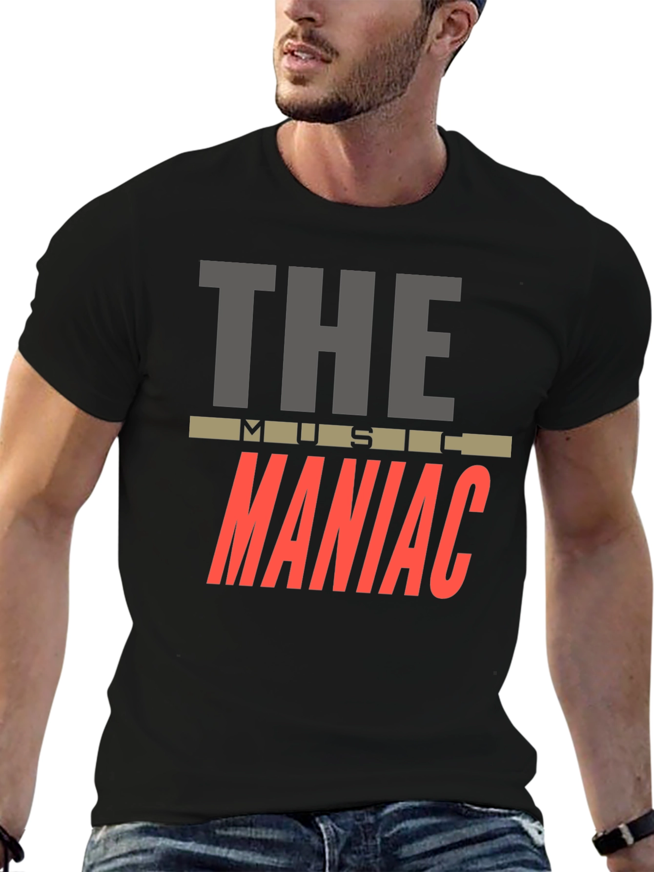 Black The Music Maniac T-Shirt - Black Crew Neck view 6