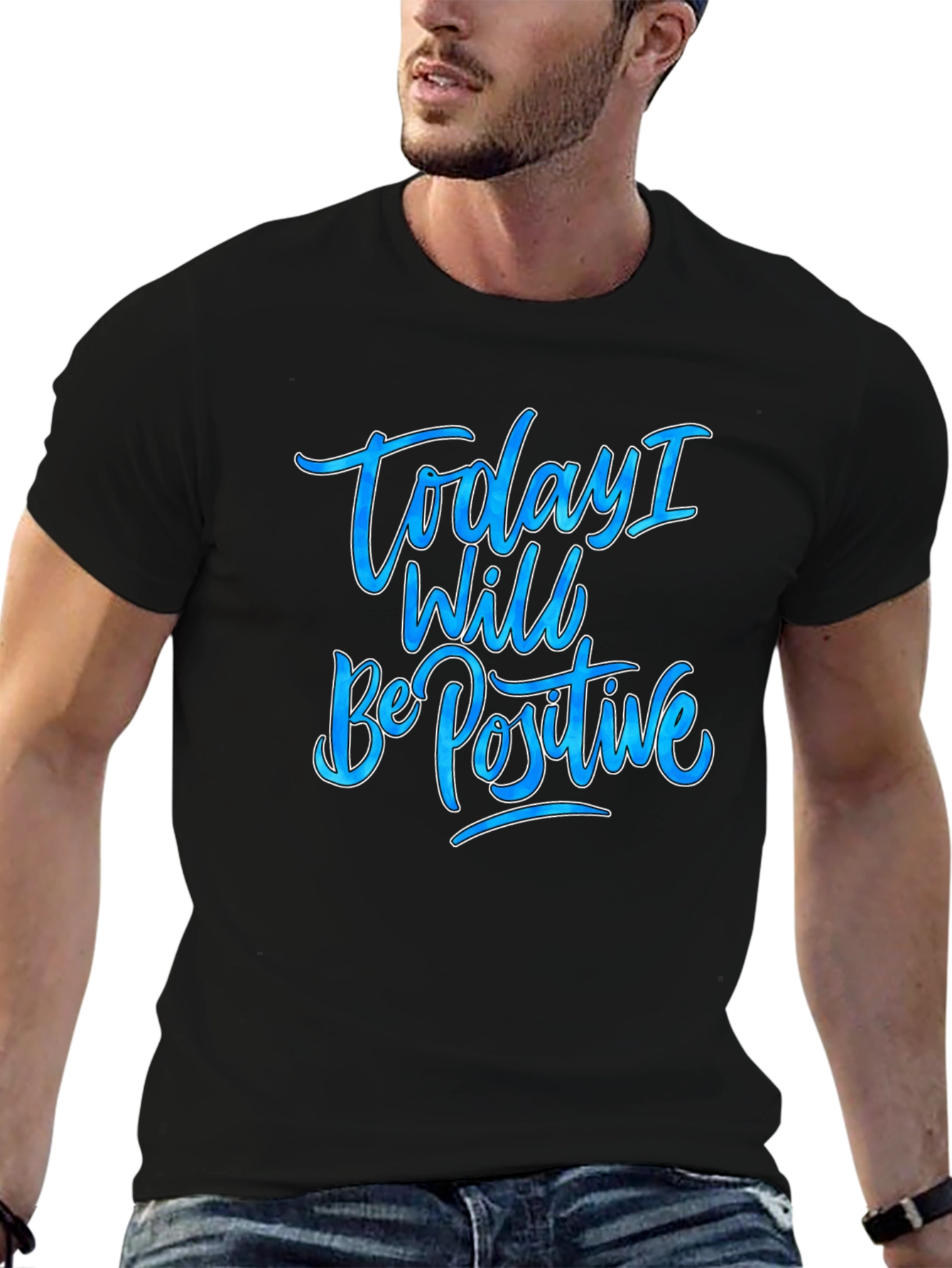 Black Today I Will Be Positive Graphic Tee view 6