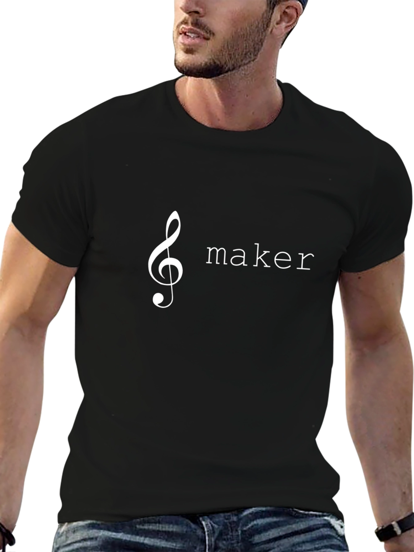 Black Music Maker T-Shirt - Stylish Treble Clef Design view 6