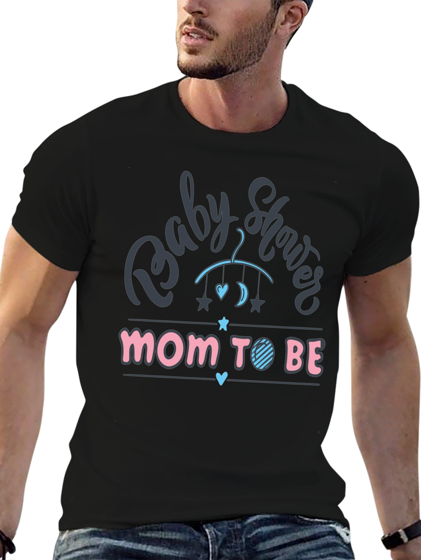 Black Baby Shower Mom-to-Be T-Shirt - New Parent Gift view 6