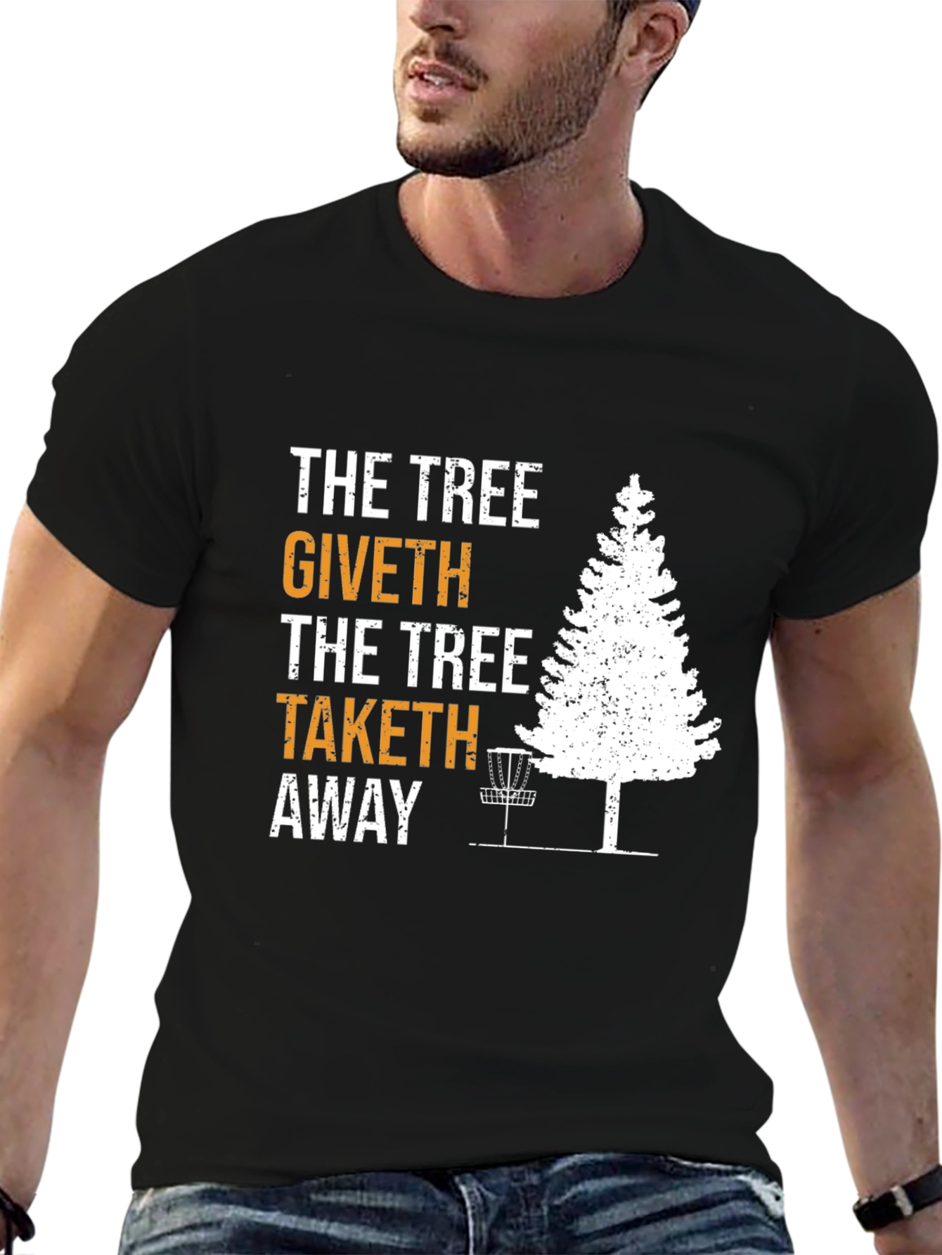 Black The Tree Giveth Taketh Away Disc Golf T-Shirt view 6