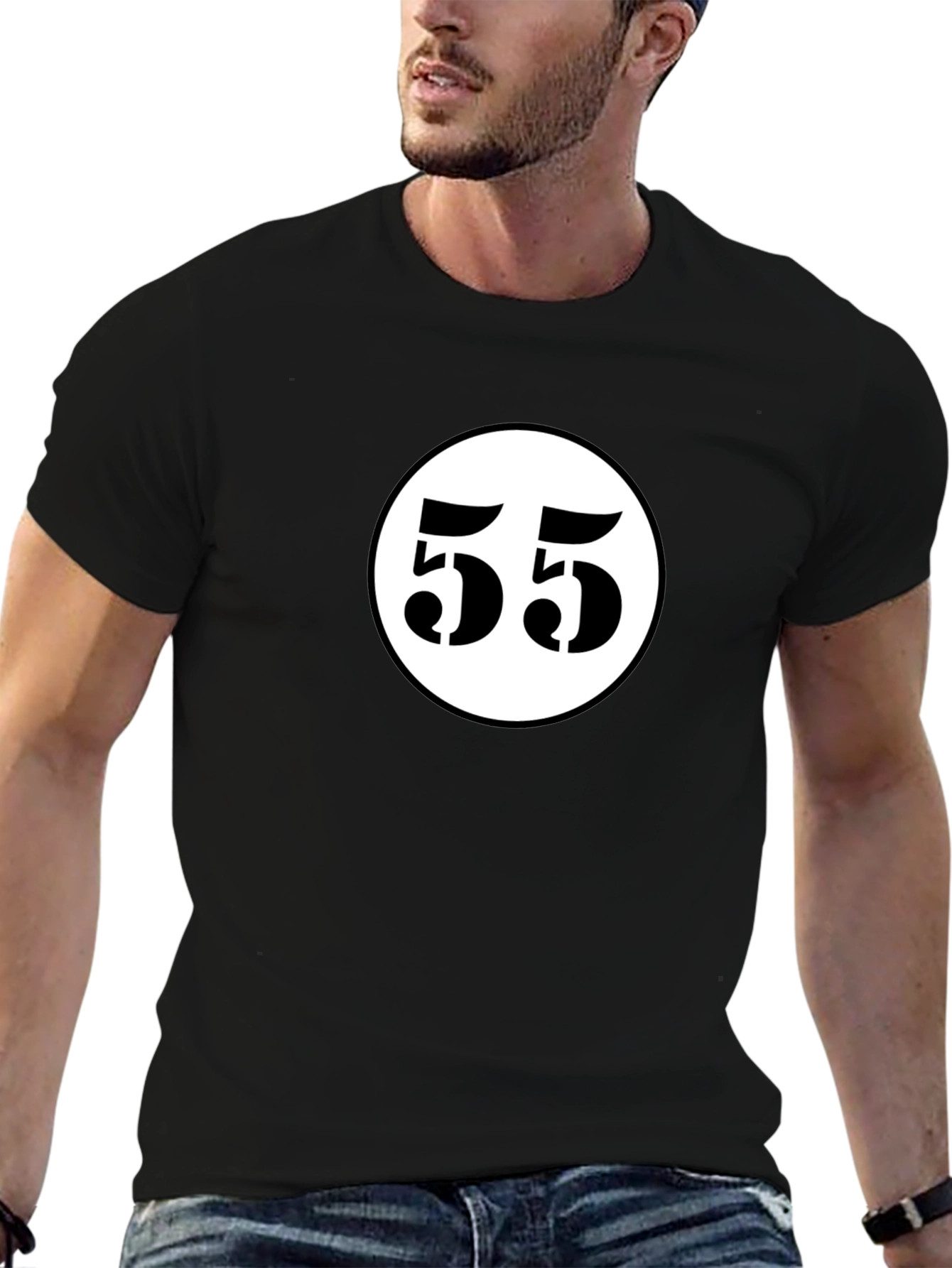 Black Retro Race Number 55 Black T-Shirt view 6