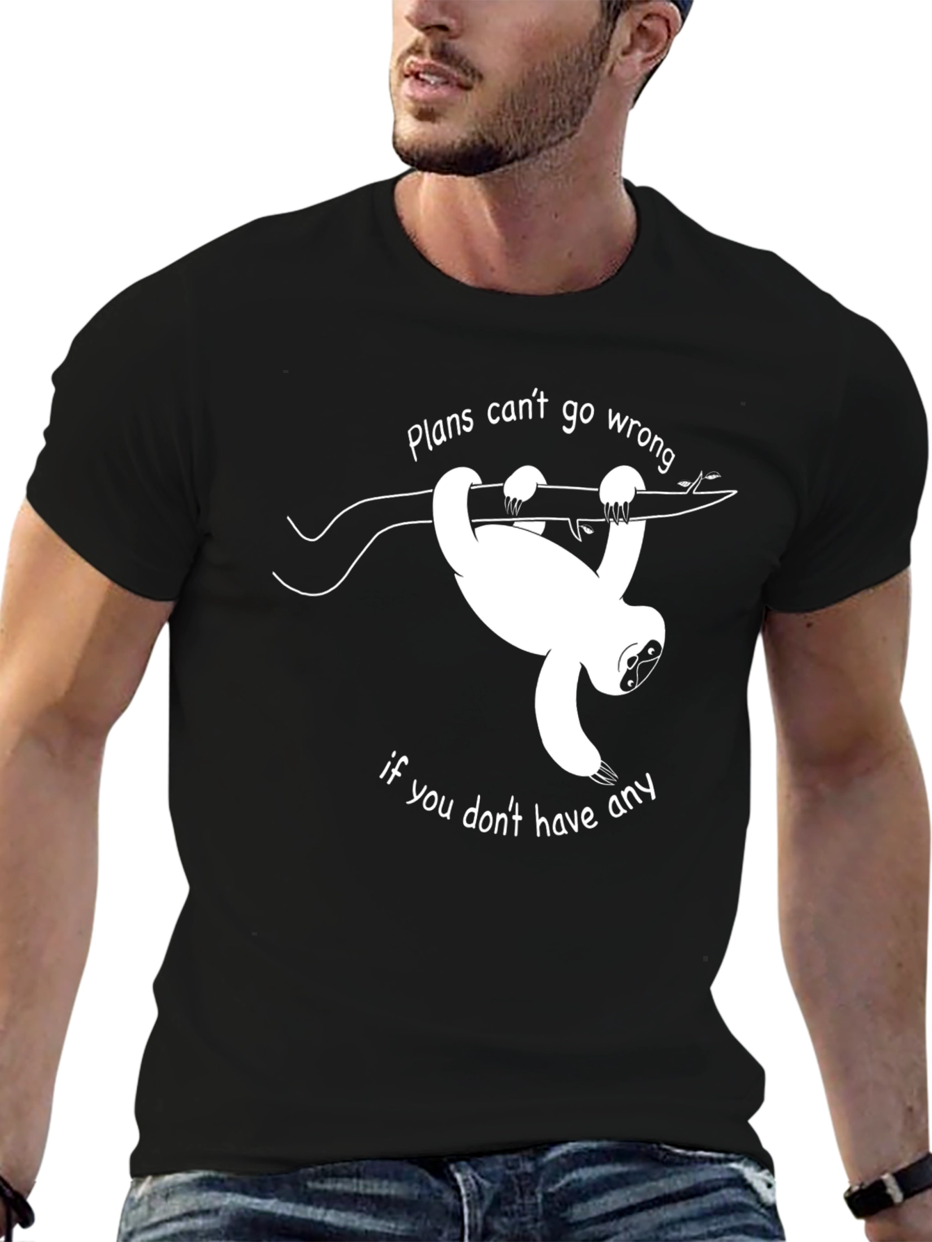 Black Sloth Plans T-Shirt - Funny Graphic Tee view 6