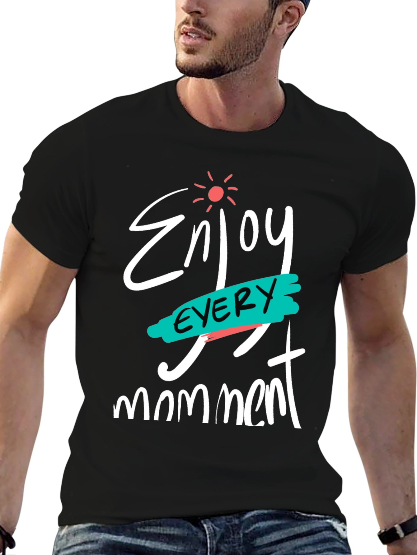 Black Enjoy Every Moment Black Graphic T-Shirt view 6