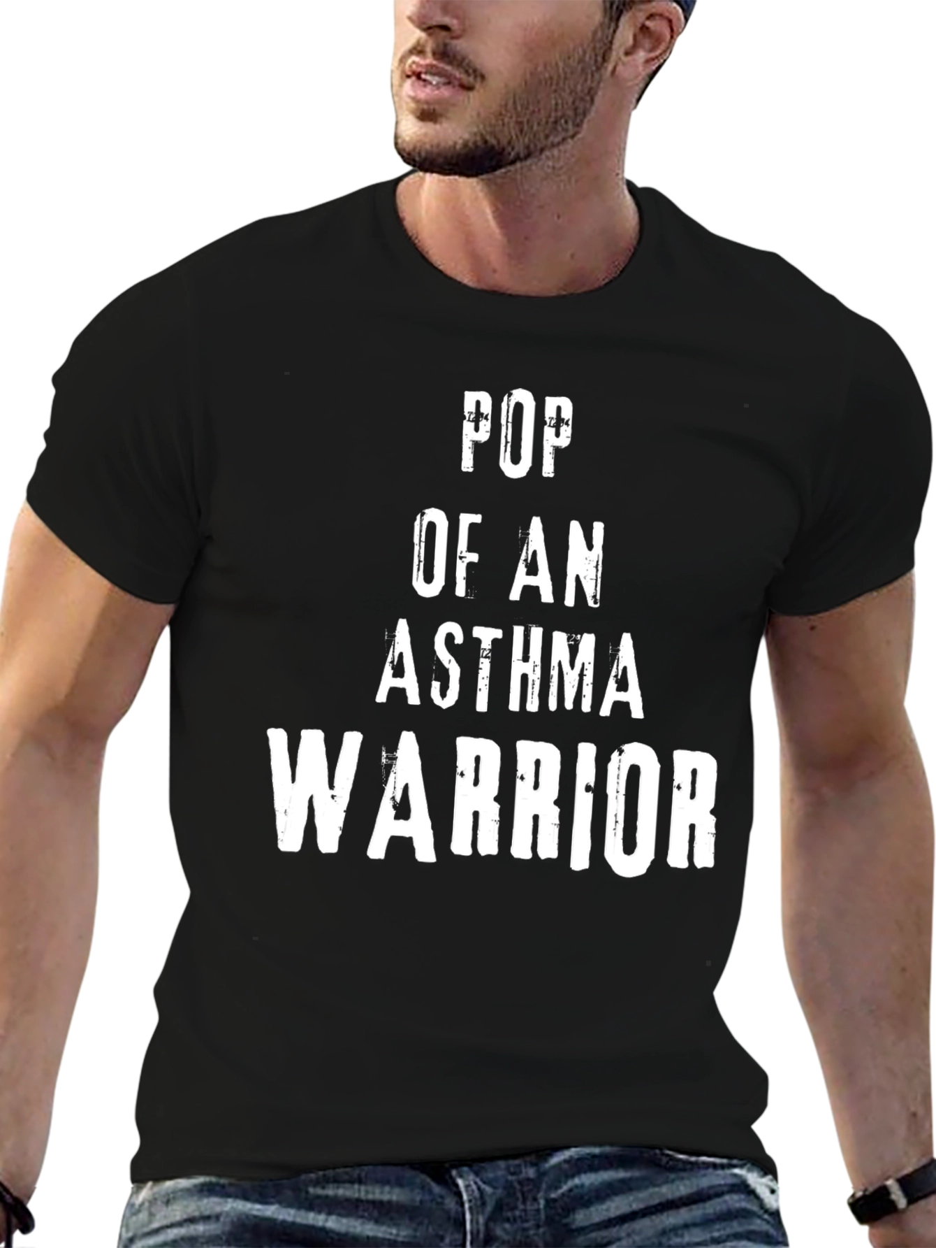 Black Pop of an Asthma Warrior T-Shirt - Black view 6