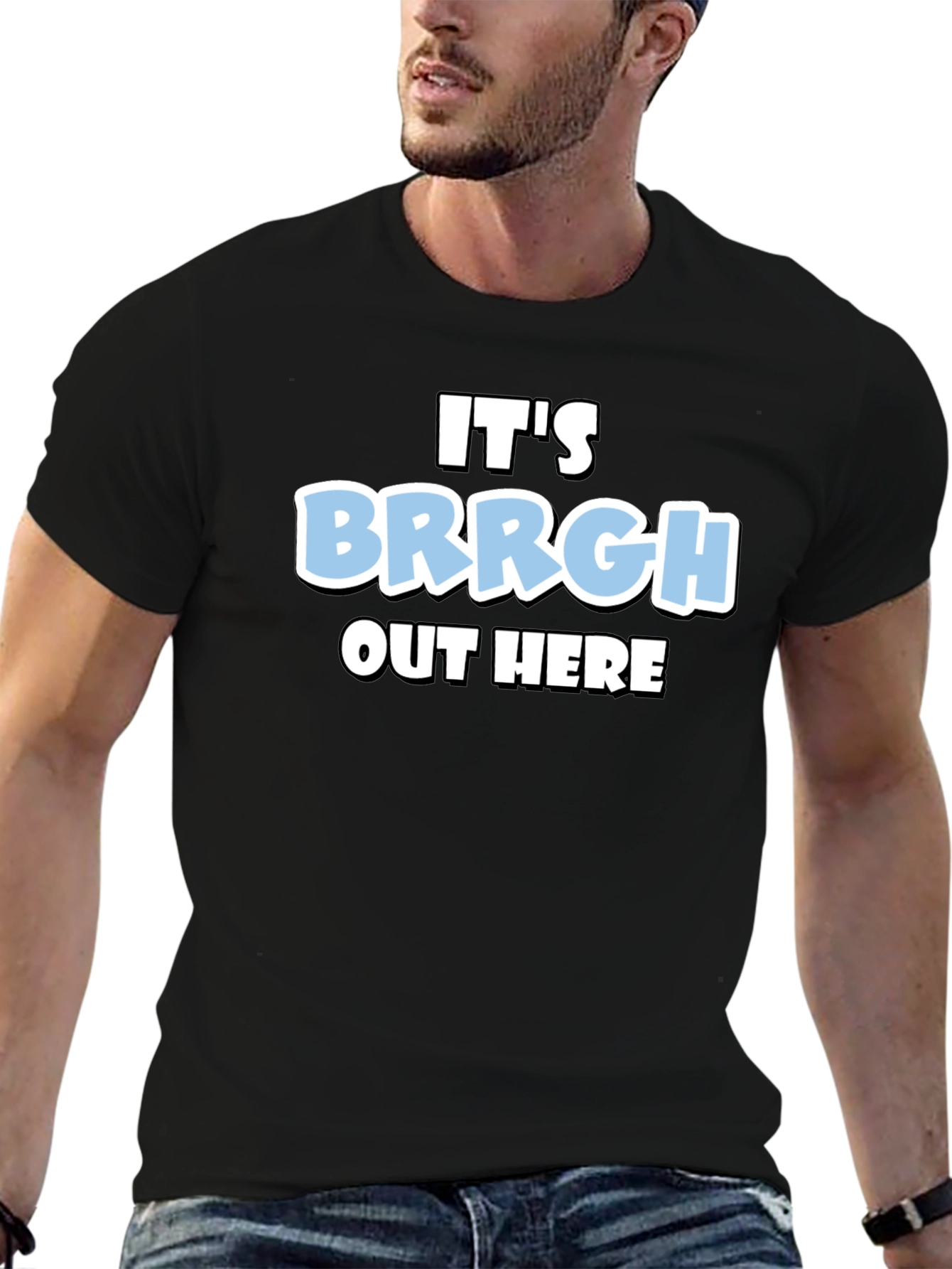 Black It's Brrgh Out Here T-Shirt - Black Cotton Blend view 6