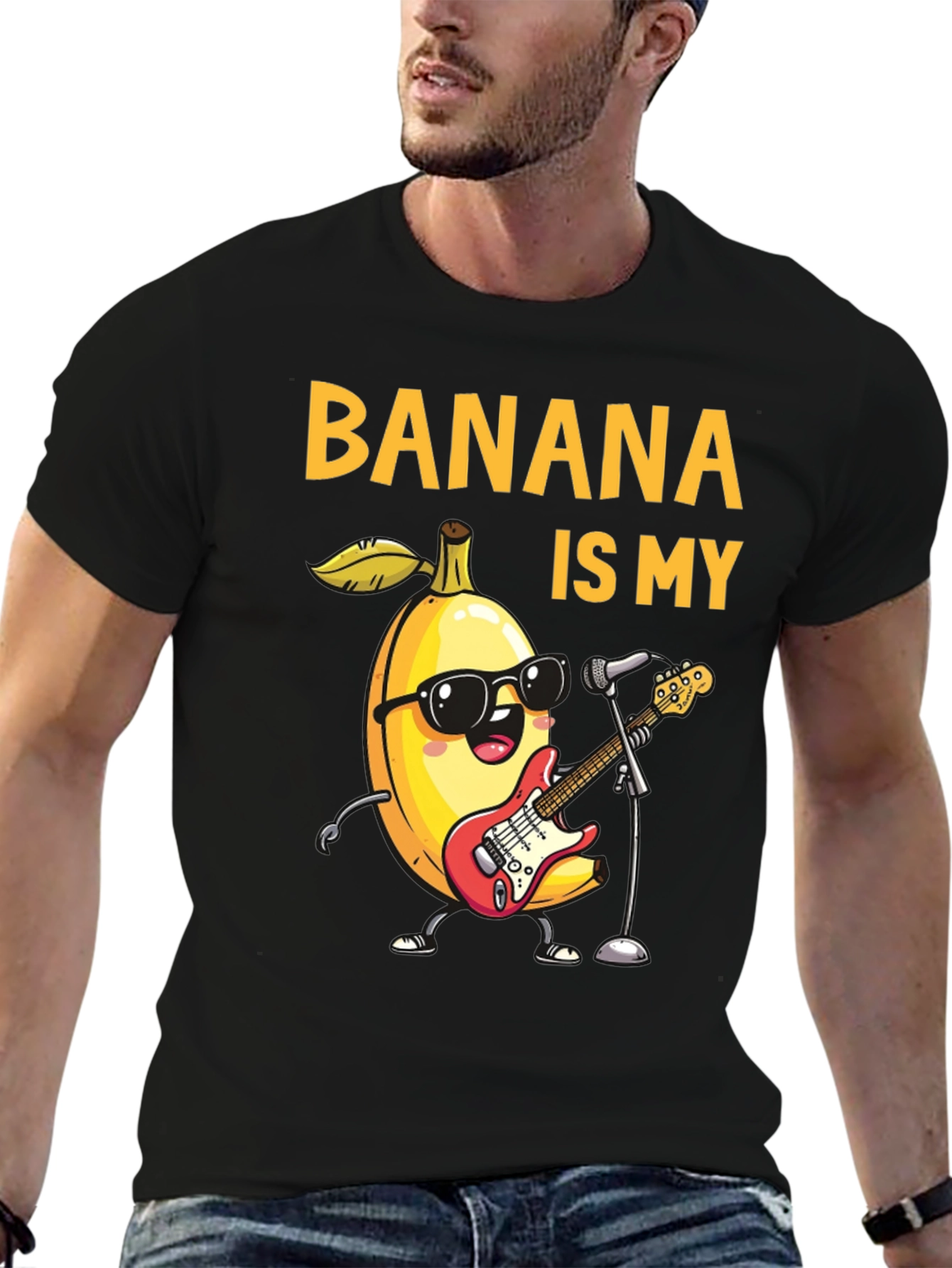 Black Banana is My Jam Funny Music T-Shirt view 6