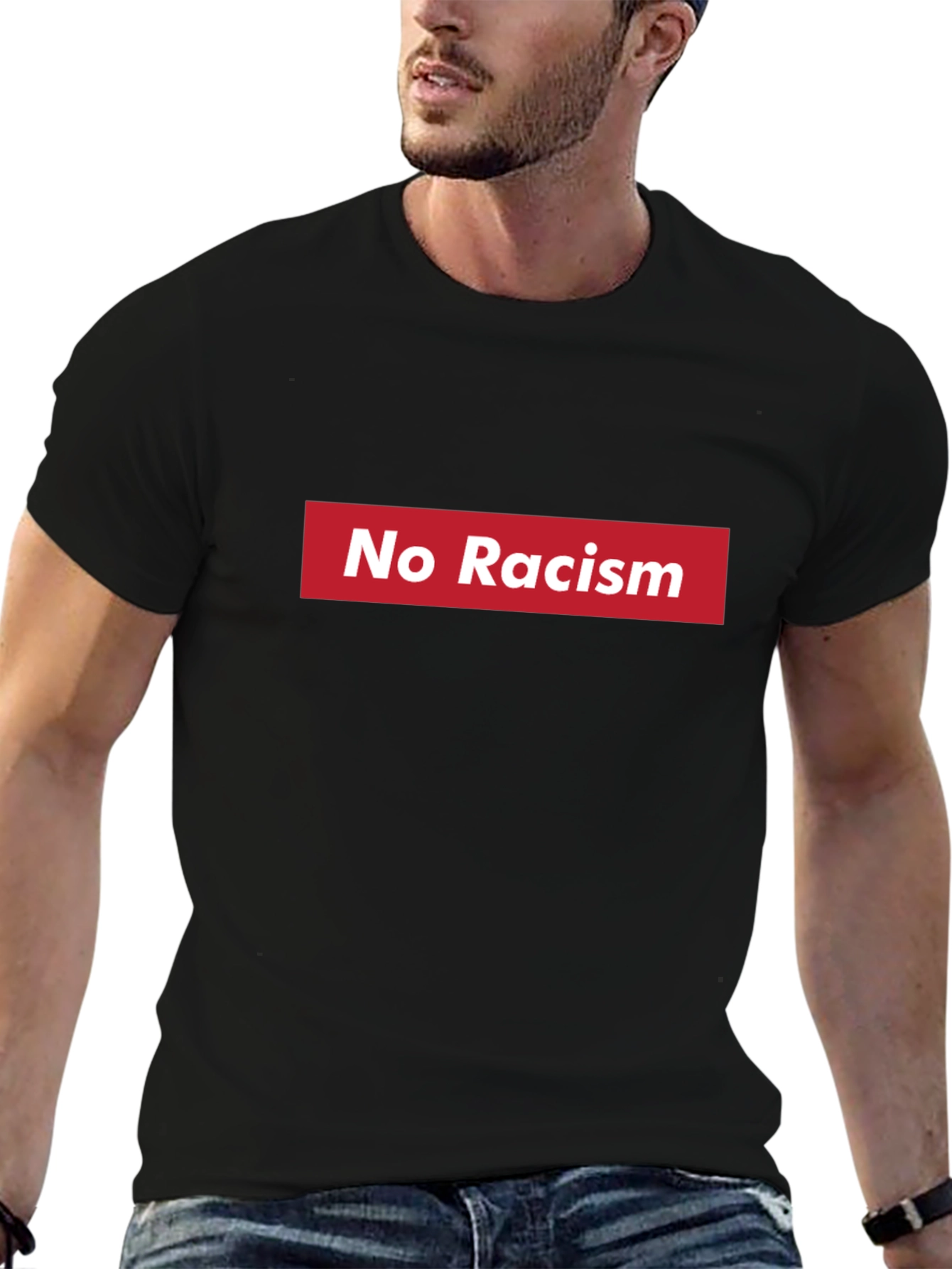 Black No Racism T-Shirt - Black view 6
