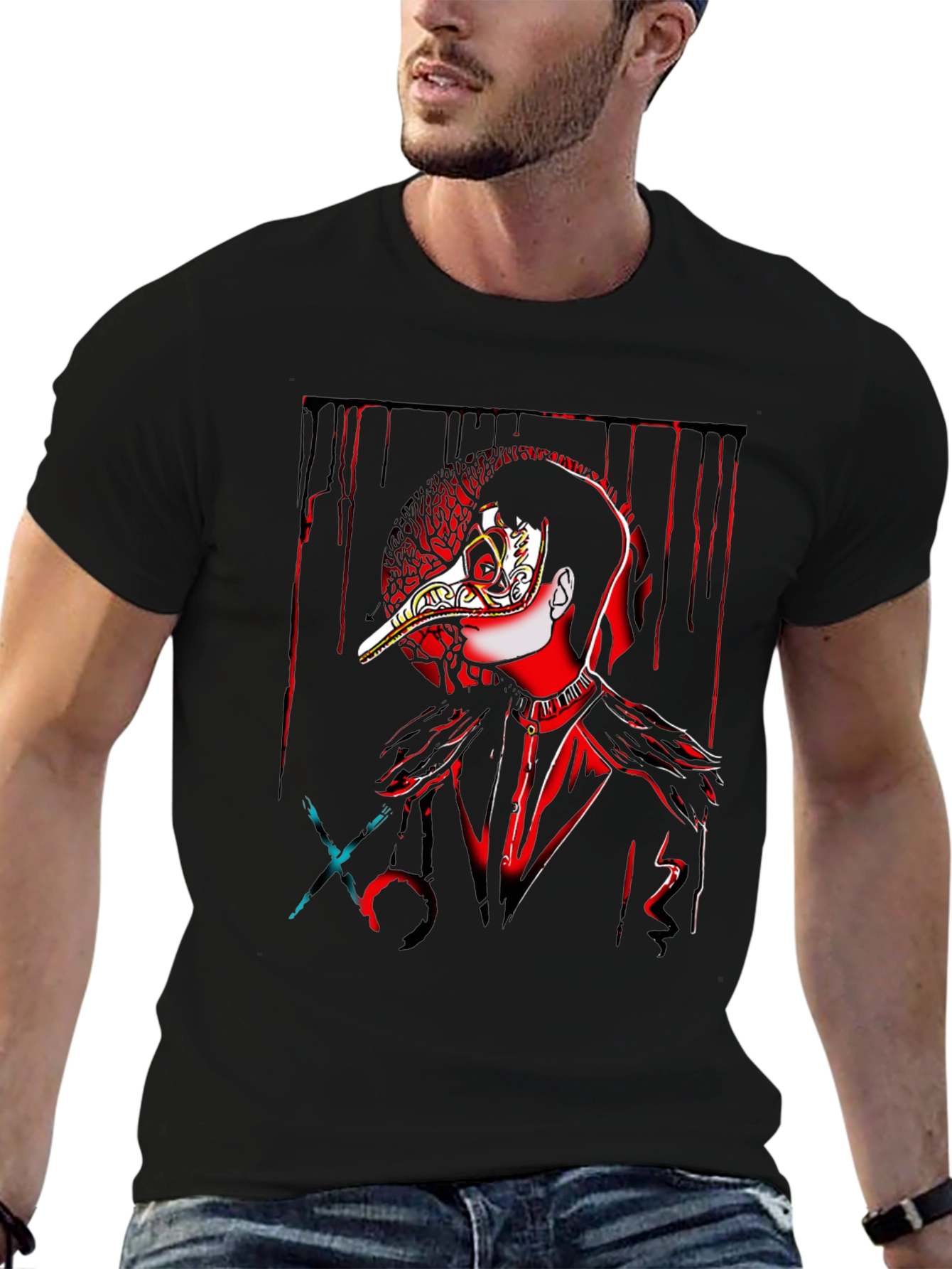 Black Plague Doctor Graphic T-Shirt - Dark Aesthetic view 6