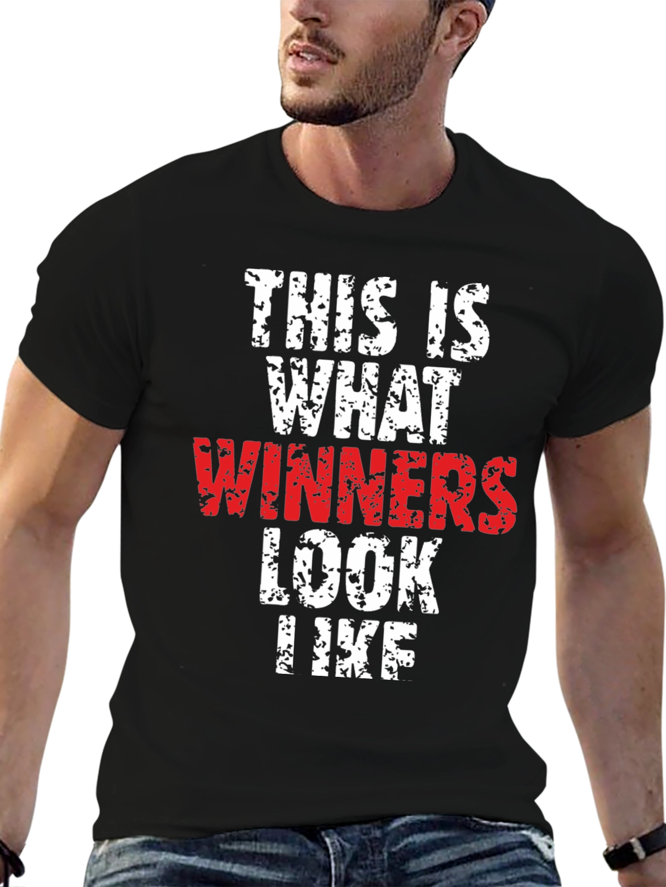Black Winners T-Shirt - Motivational Black Tee view 6