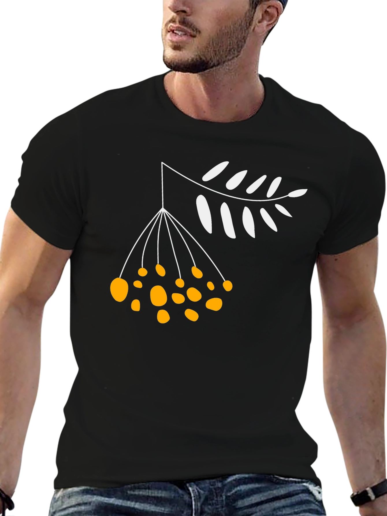 Black Modern Plant Design Black T-Shirt view 6