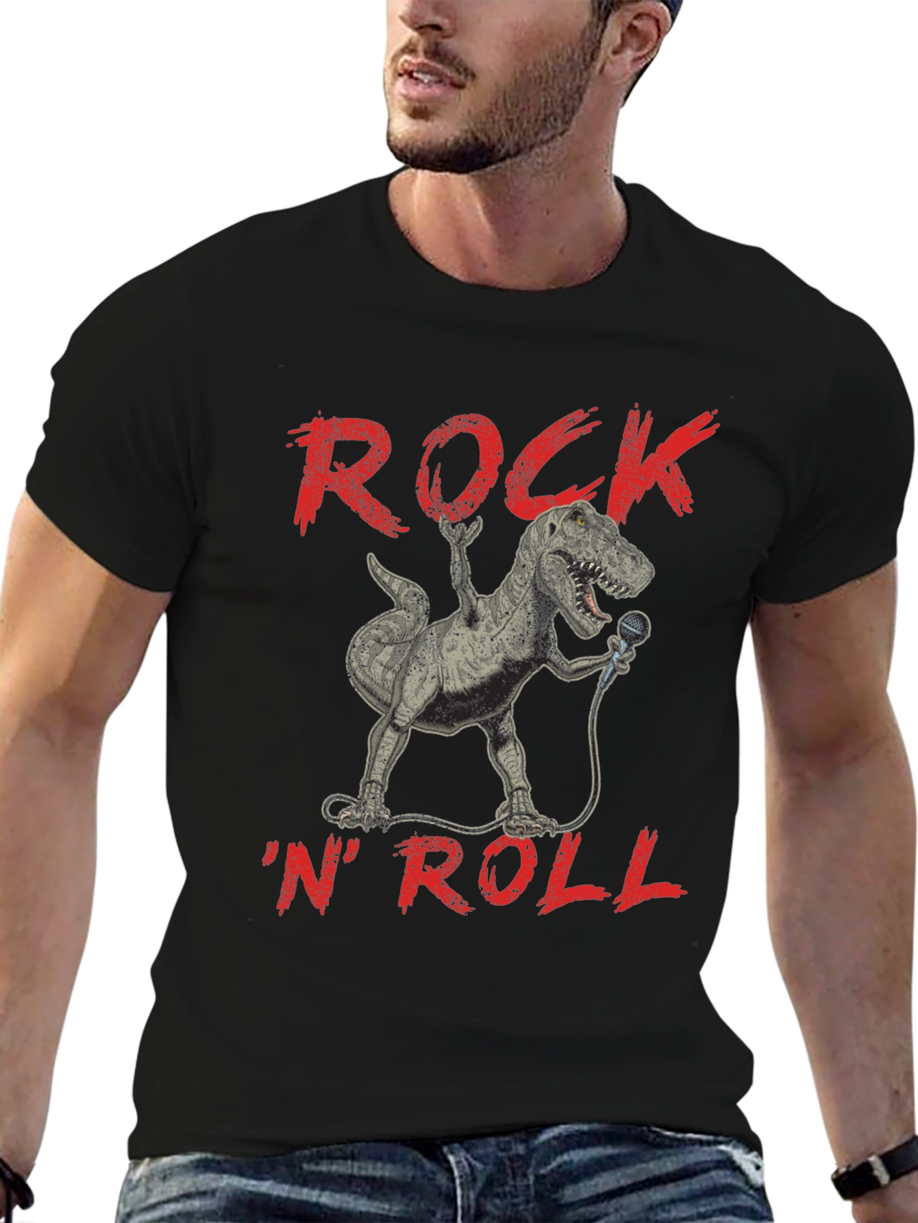 Black Rock 'N' Roll Dinosaur T-Shirt view 6