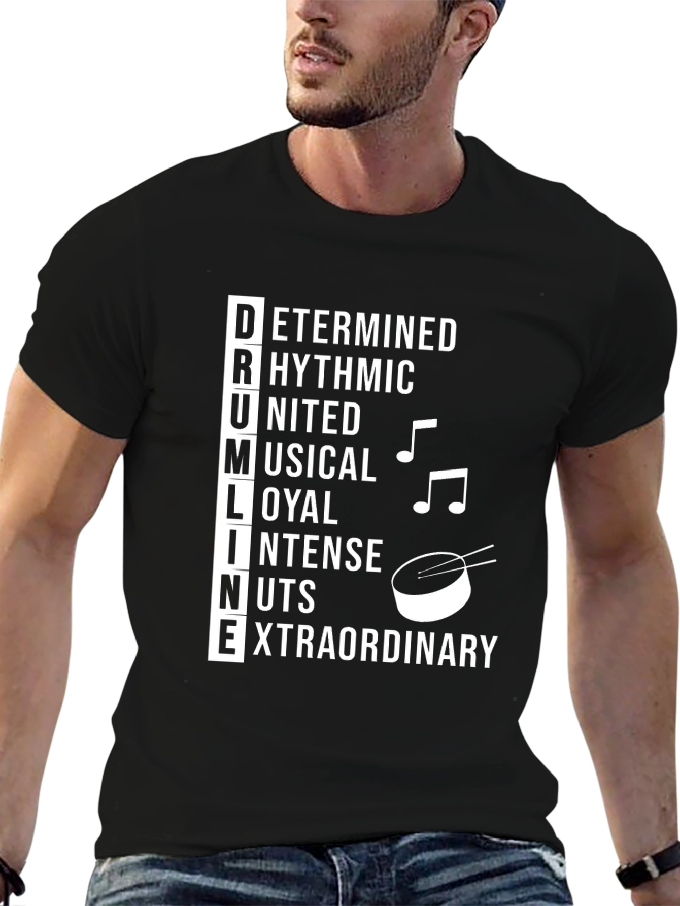 Black Drumline Acronym Black T-Shirt view 6