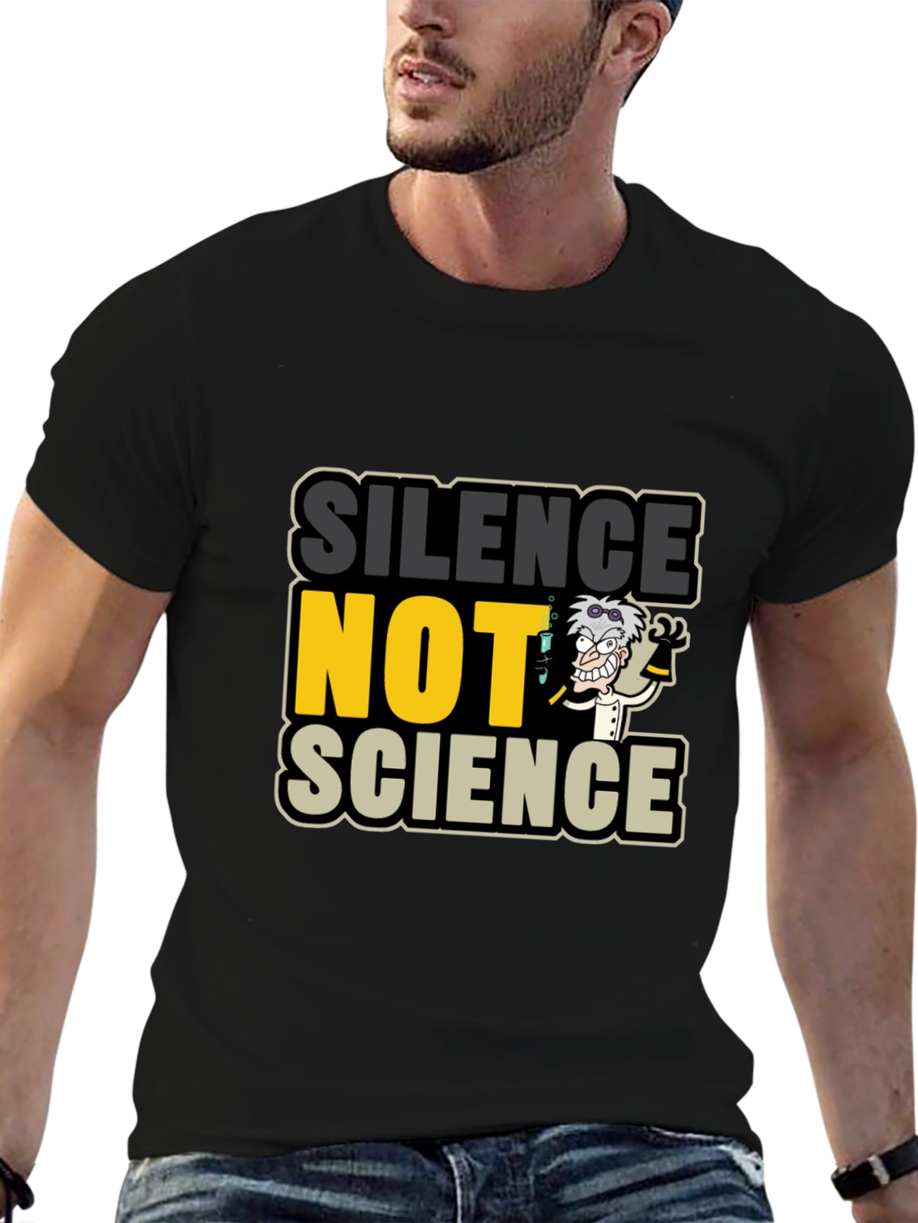 Black Silence NOT Science Graphic T-Shirt view 6