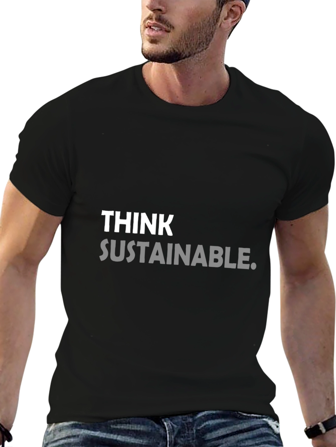 Black Think Sustainable Graphic Tee - Black view 6
