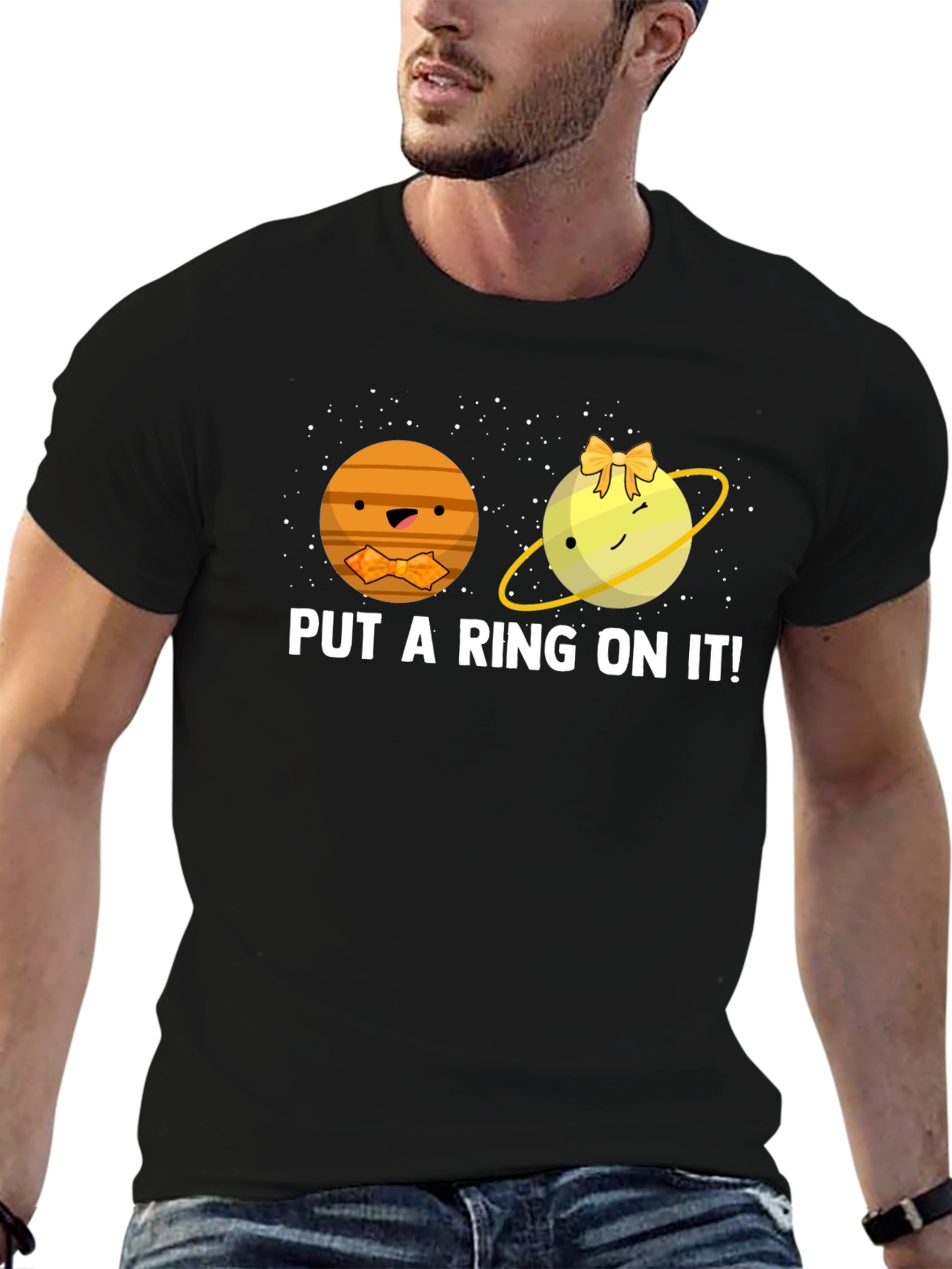 Black Put a Ring on It Planet Graphic Tee view 6