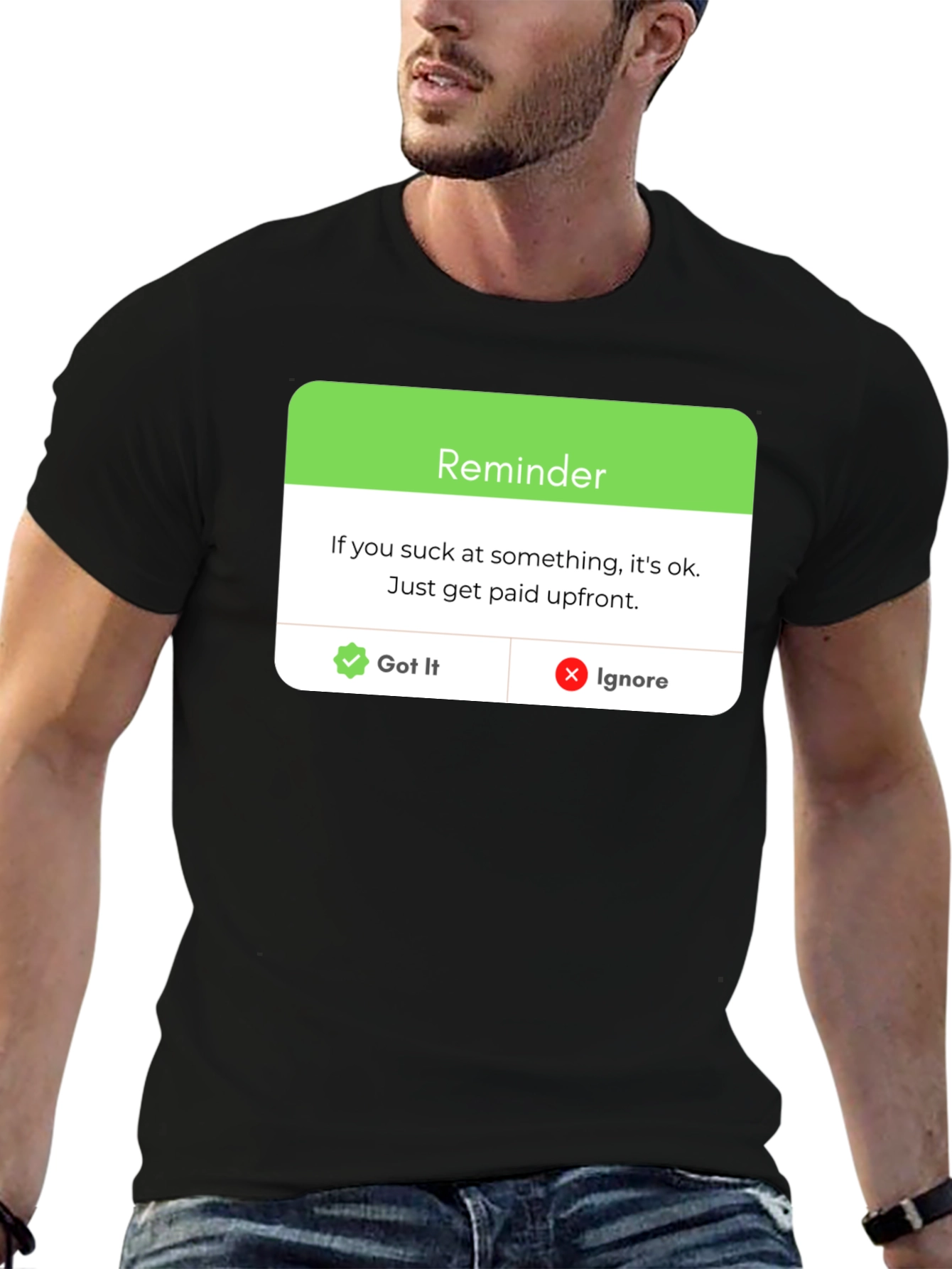 Black Reminder: Get Paid Upfront Black T-Shirt view 6