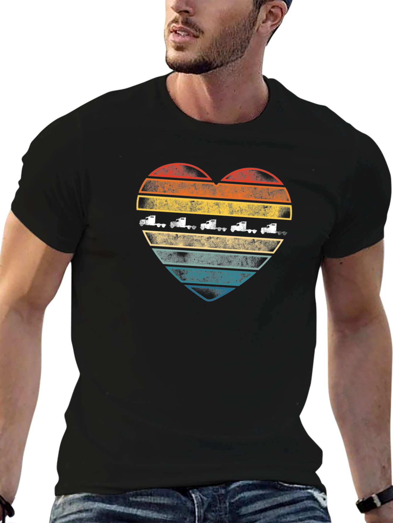 Black Vintage Truck Heart T-Shirt - Road Trip Ready! view 6