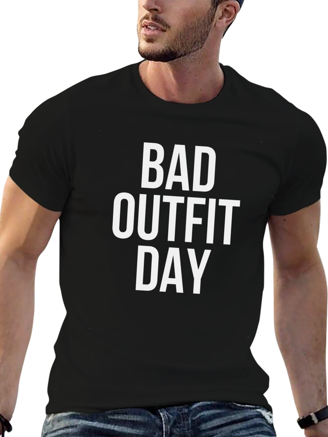 Black Bad Outfit Day Funny Graphic T-Shirt view 6